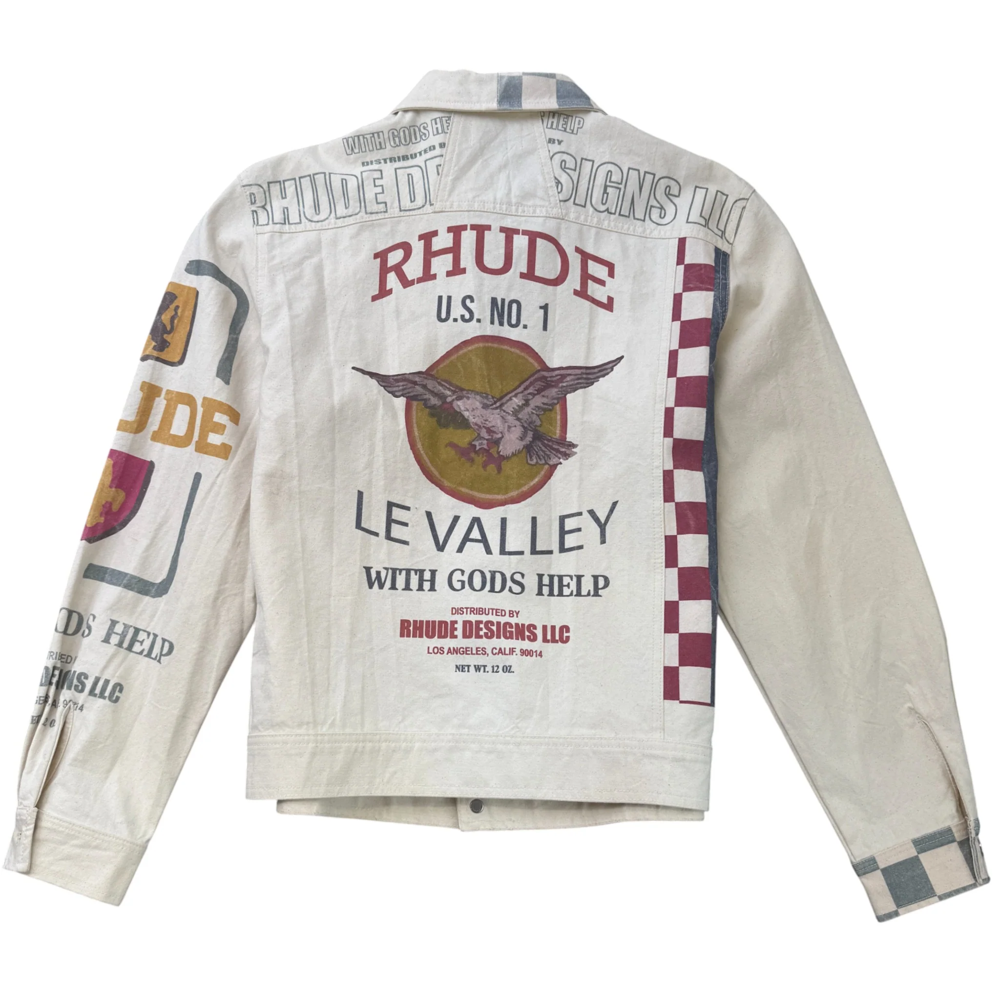 Men's Printed Logo Jacket Beige Size S - Image 2