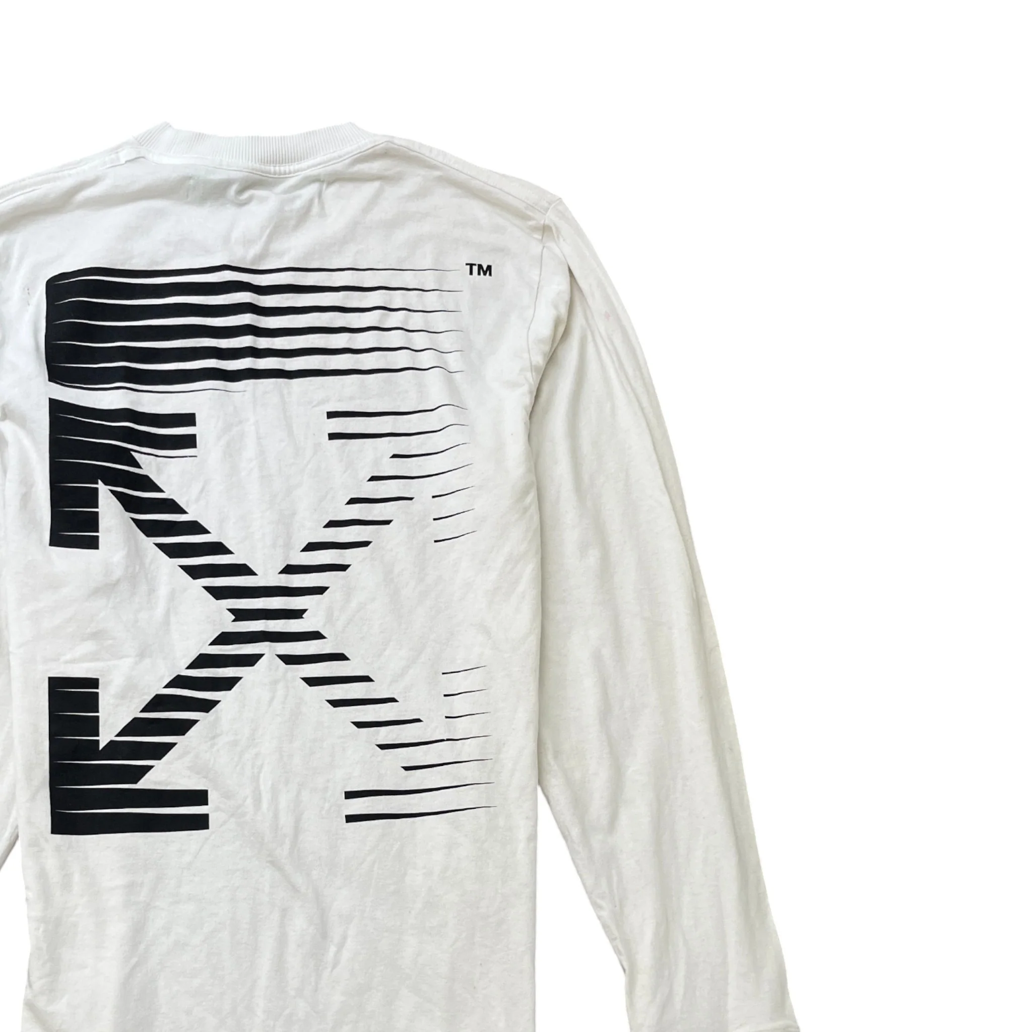 Men's Racing Arrow Long Sleeve T-Shirt White Size M - Image 4