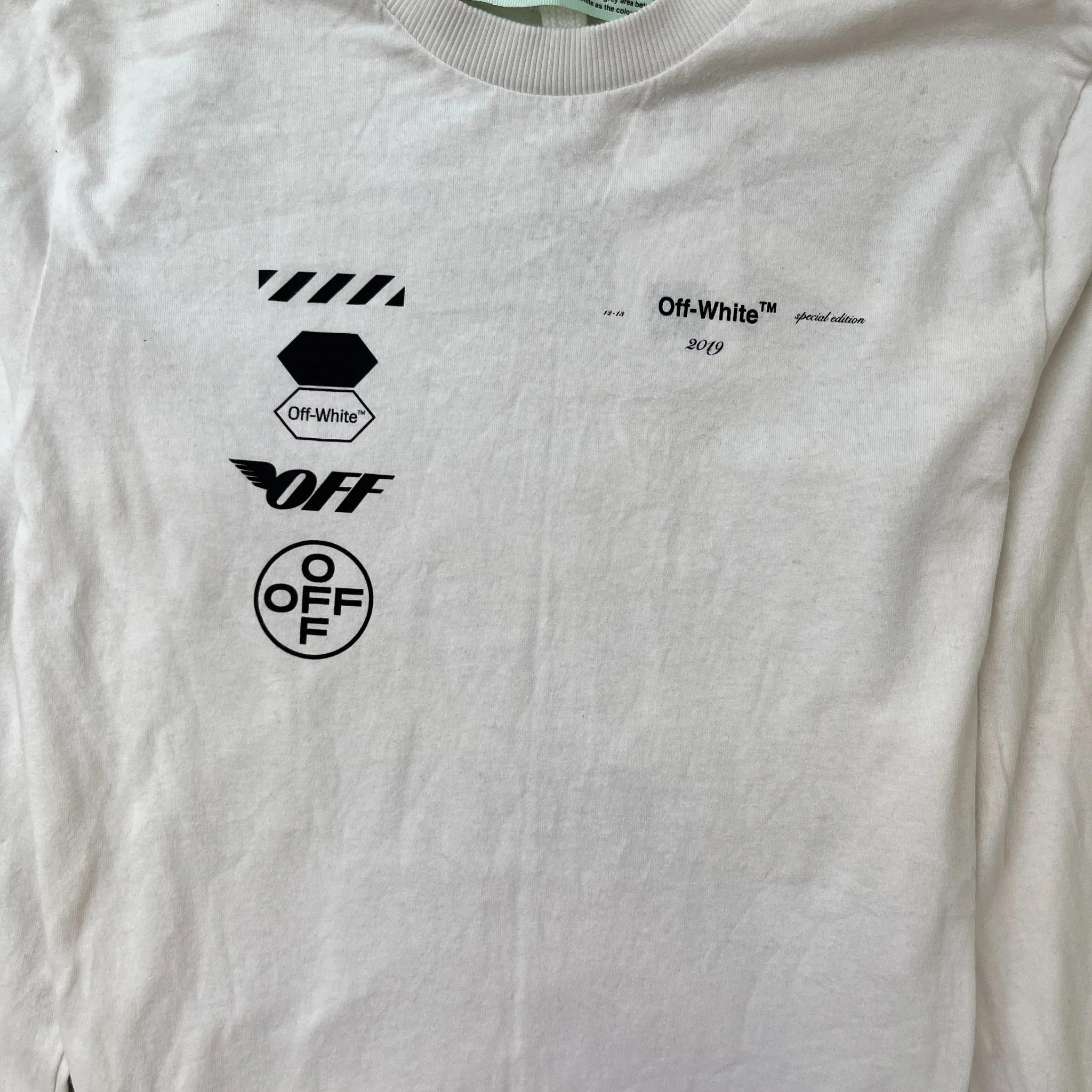 Men's Racing Arrow Long Sleeve T-Shirt White Size M - Image 5