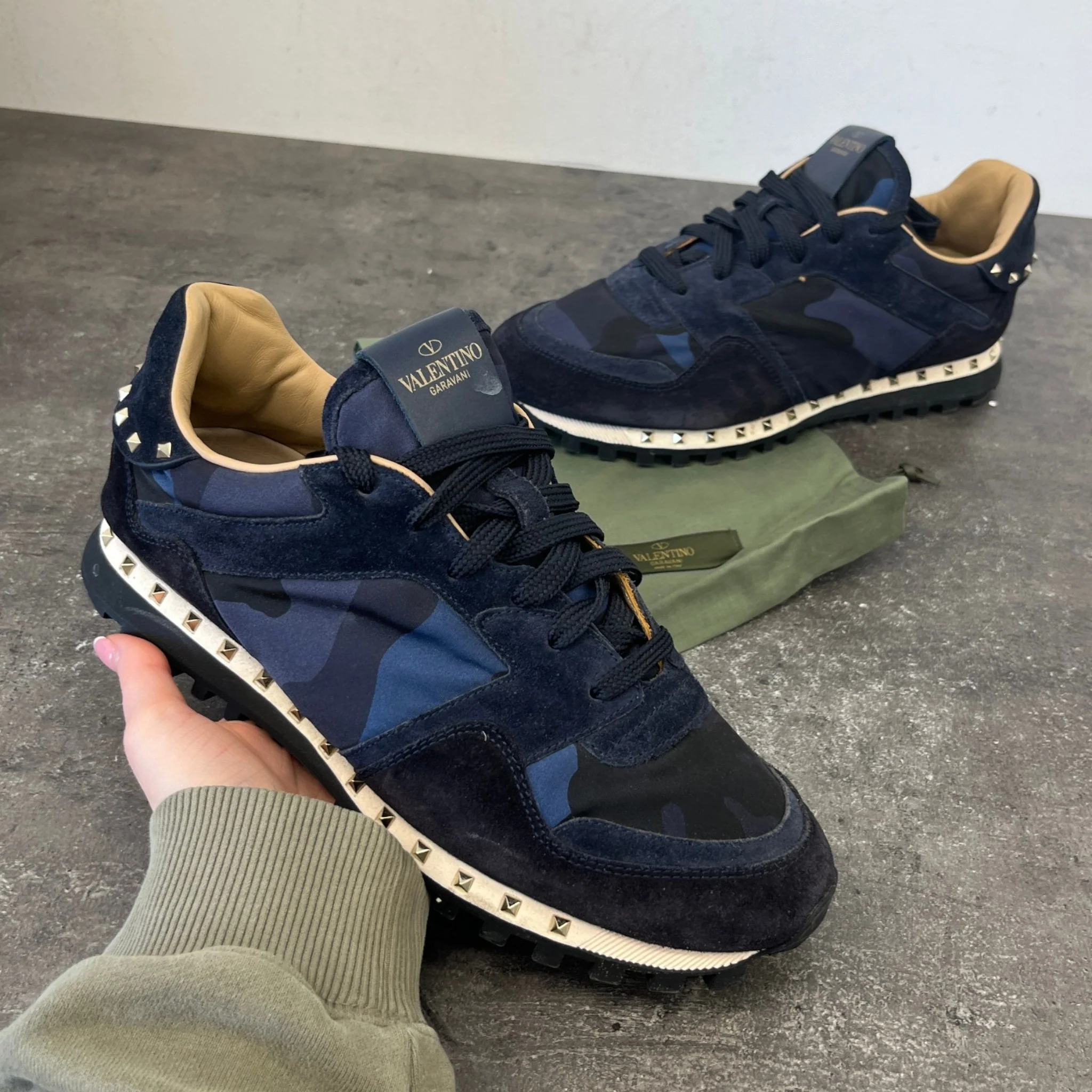 Men's Rockstud Camouflage Low Trainers Navy Size EU 41 / UK 7 - Image 13
