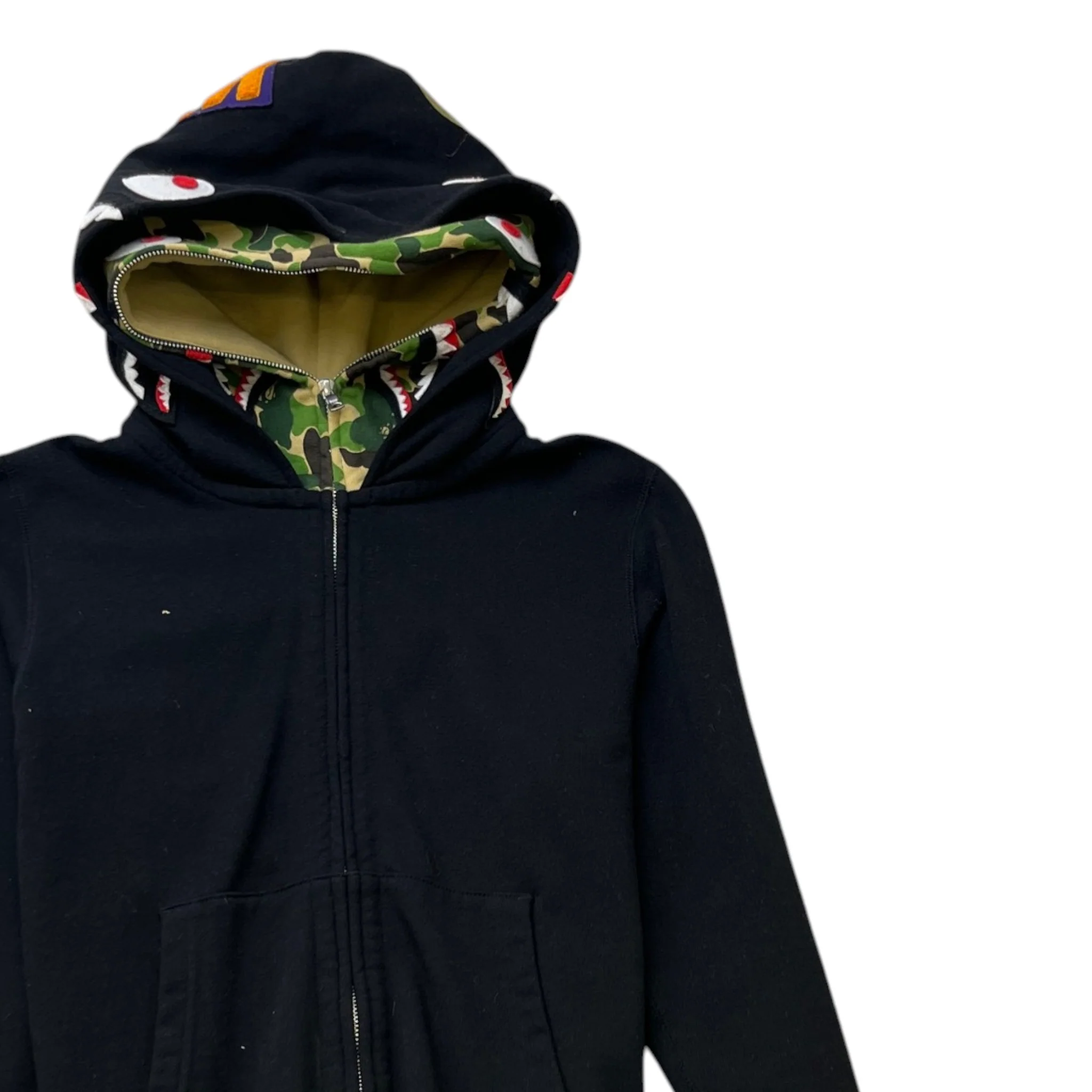 Men's Shark Full Zip Hoodie Black Size S - Image 3