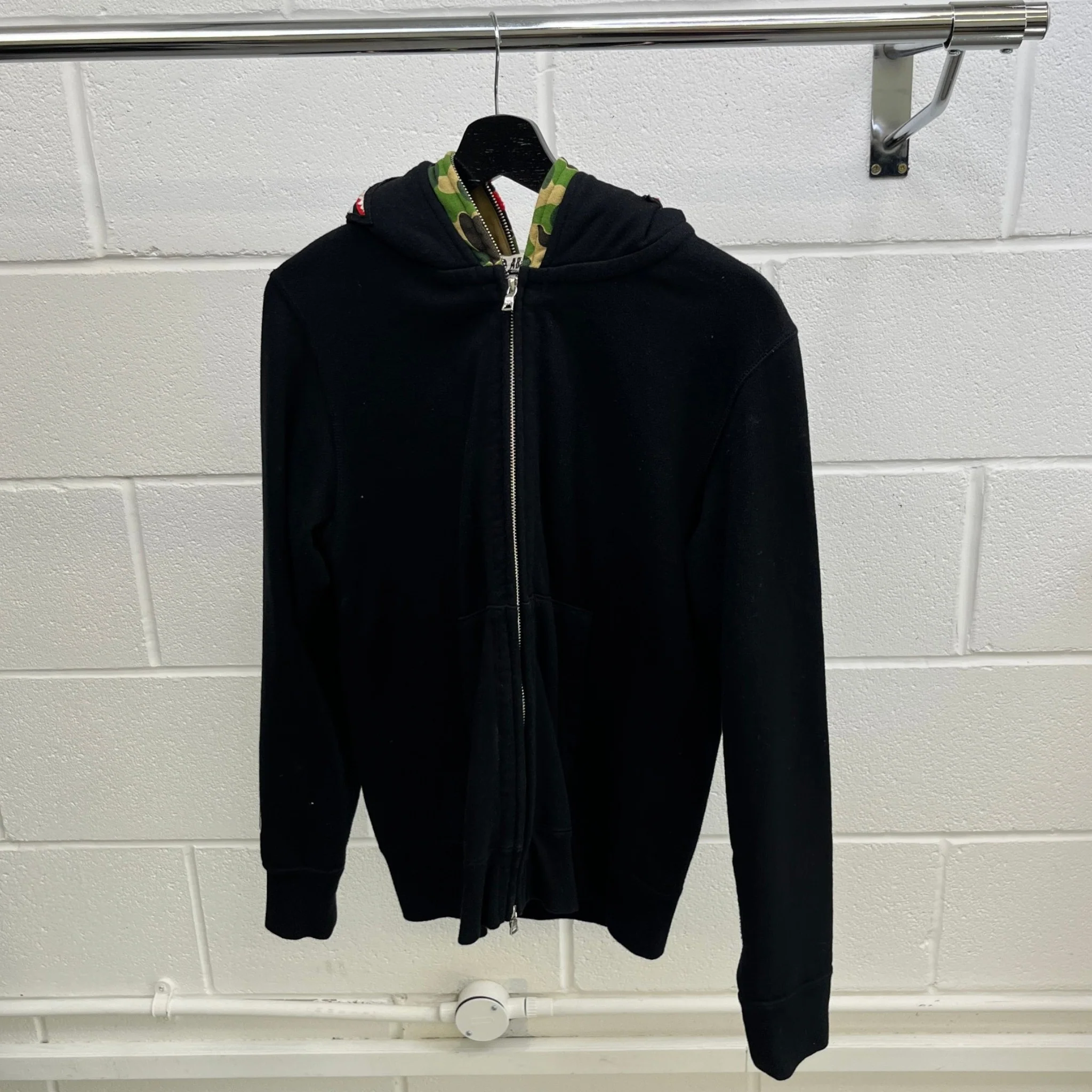 Men's Shark Full Zip Hoodie Black Size S - Image 9
