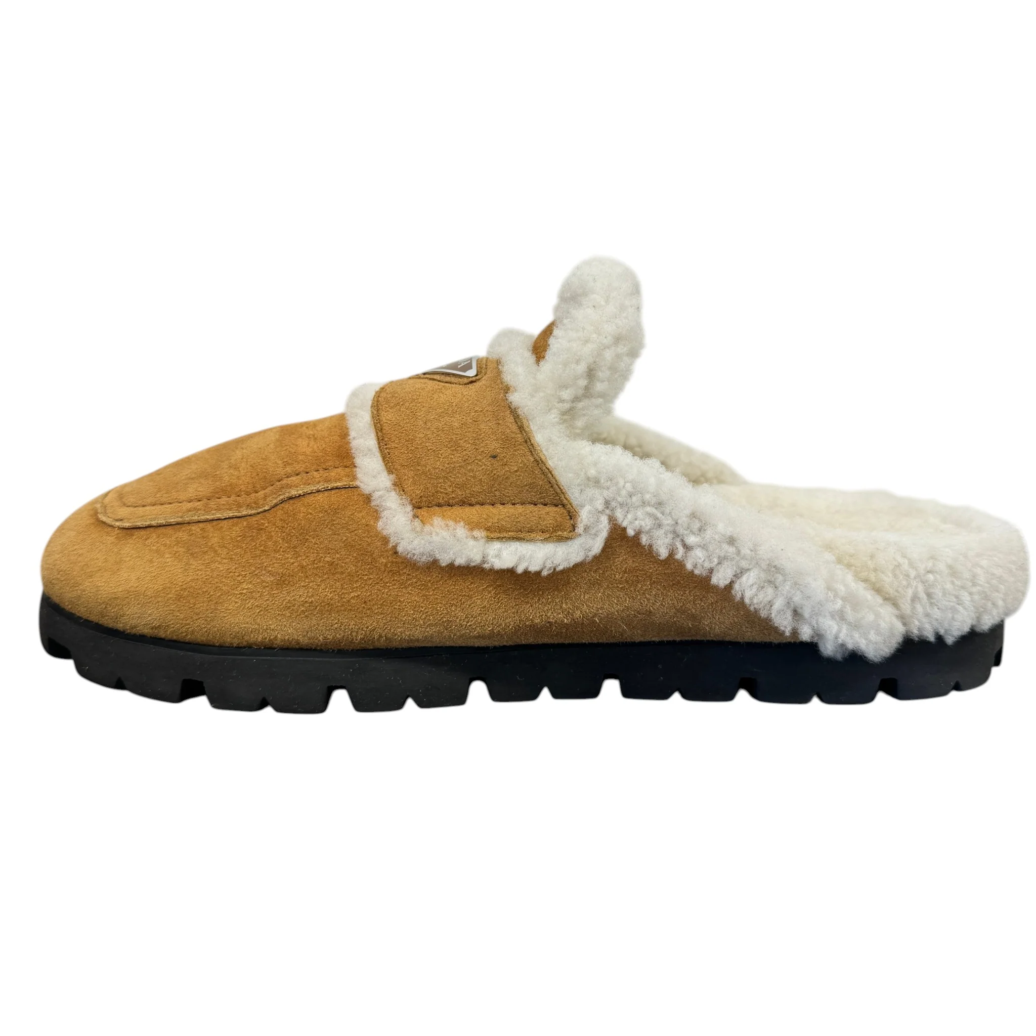 Men's Suede Shearling-Lined Mules Beige Size EU 45 / UK 11 - Image 2