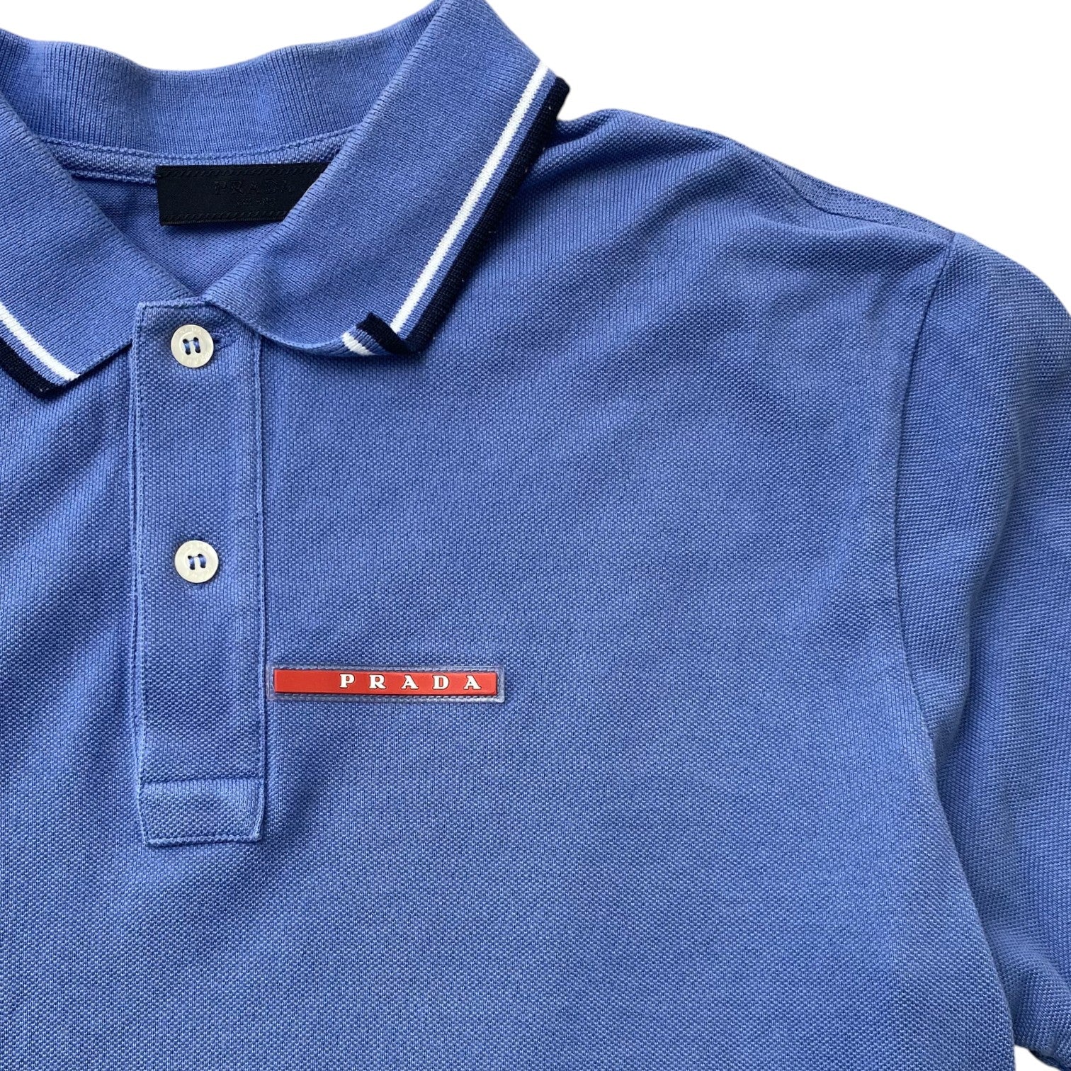 Men's Tab Logo Polo Shirt Blue Size L - Image 6