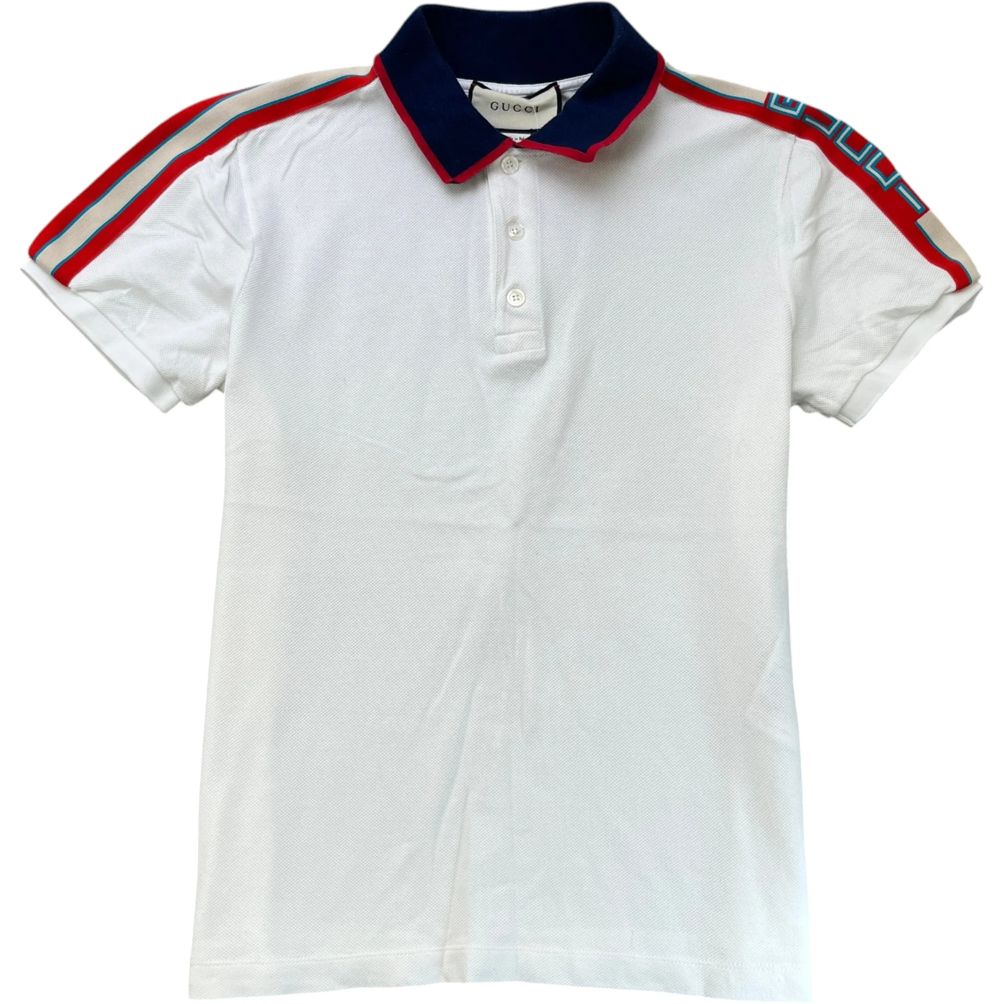Men's Tape Logo Polo Shirt White Size M