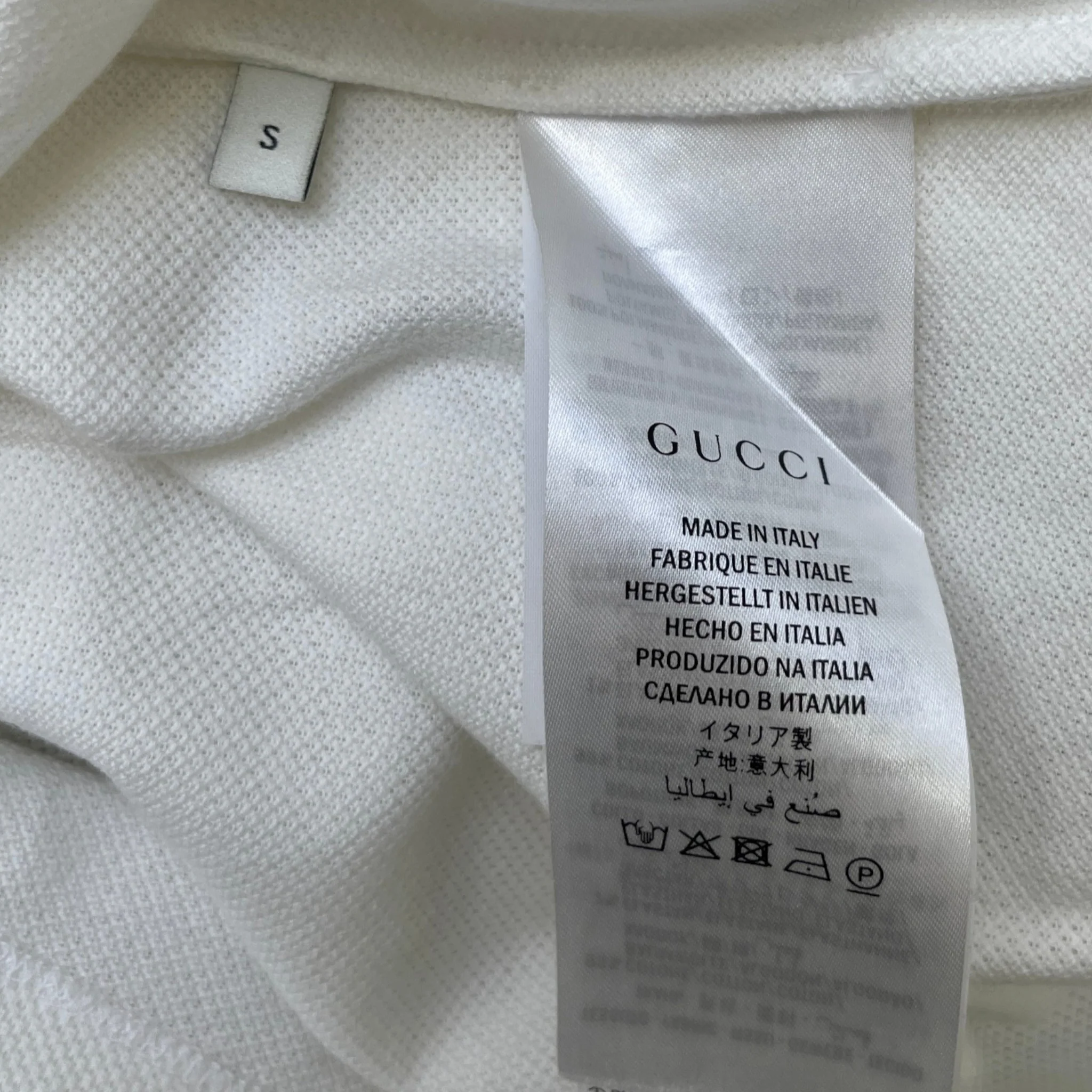 Men's Tape Logo Polo Shirt White Size S - Image 6