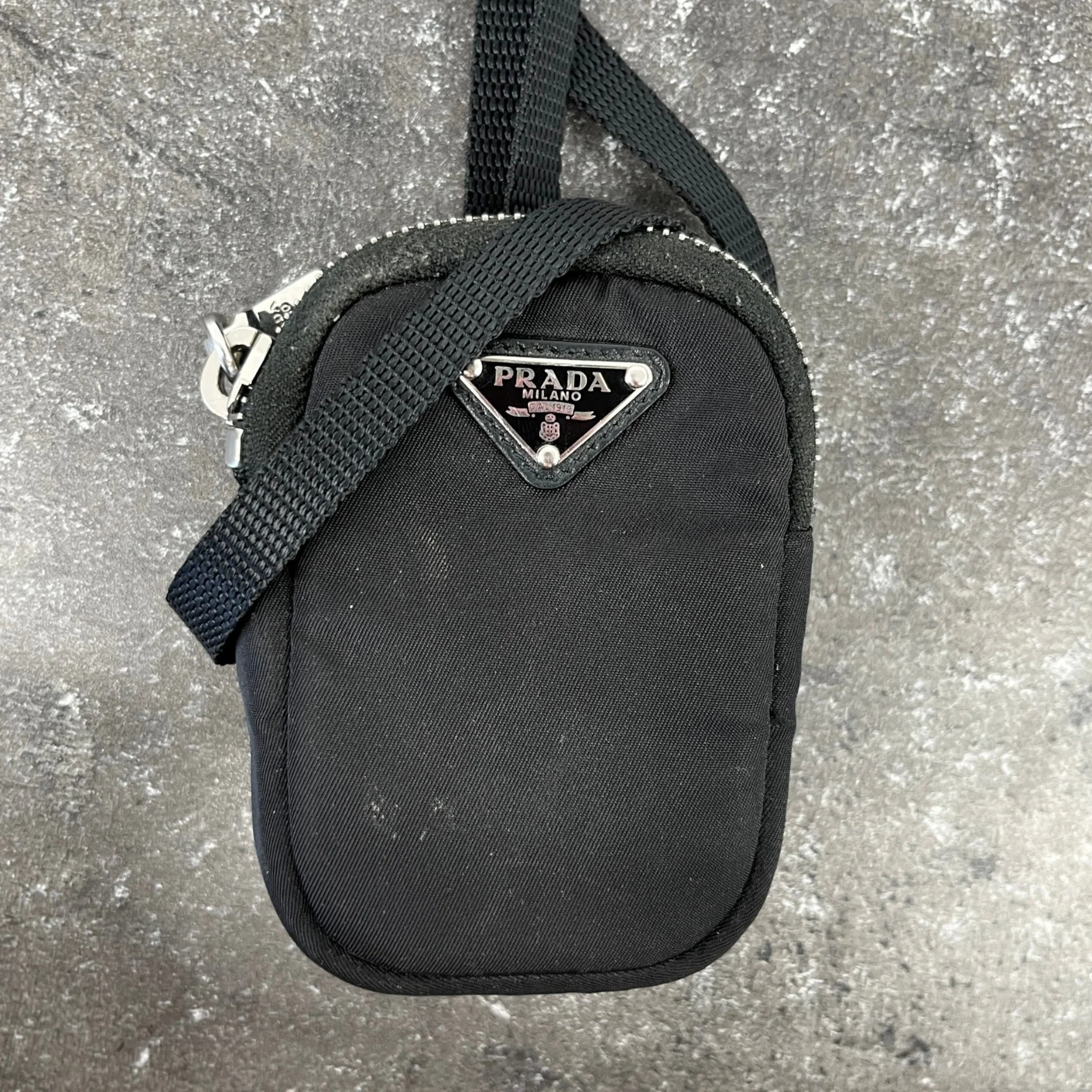 Men's Tessuto Nylon Mini Pouch Bag Black - Image 10
