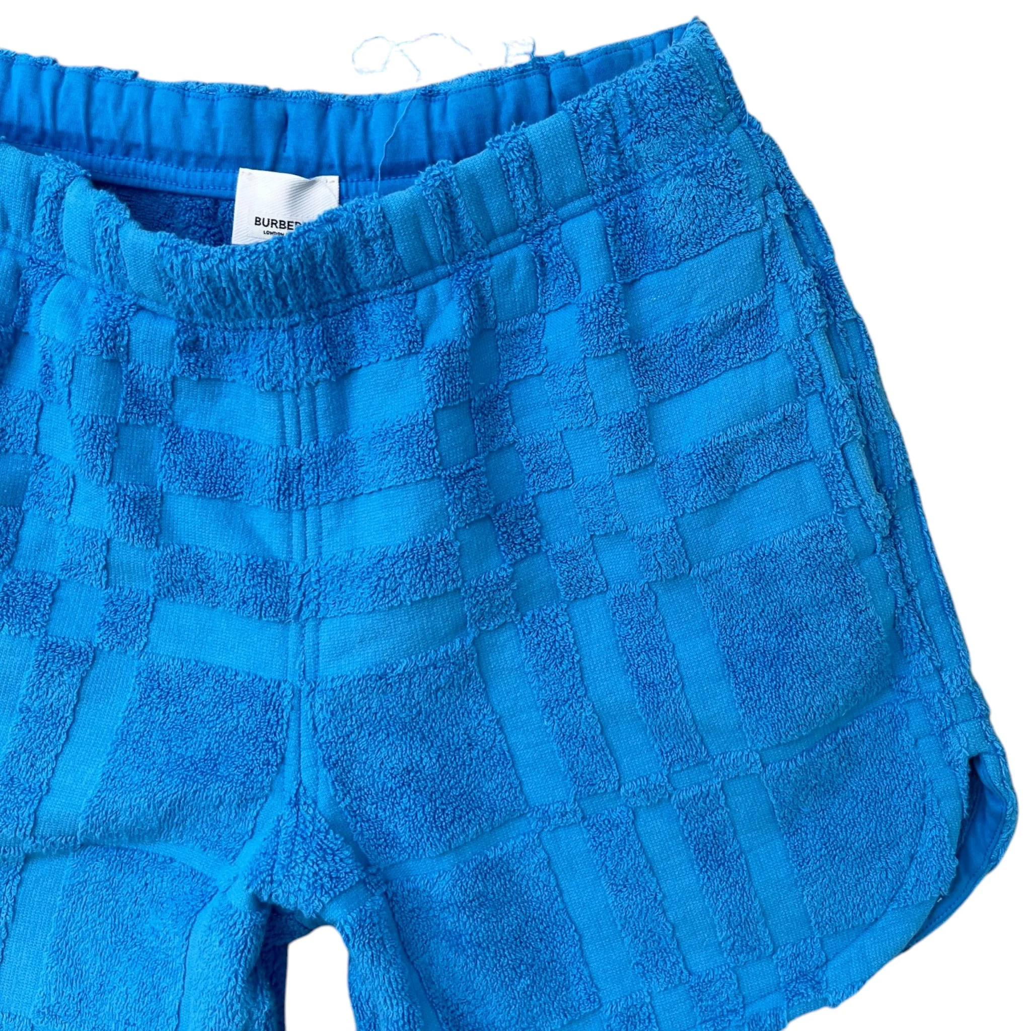 Men's Towelling Check Shorts Blue Size XS - Image 3