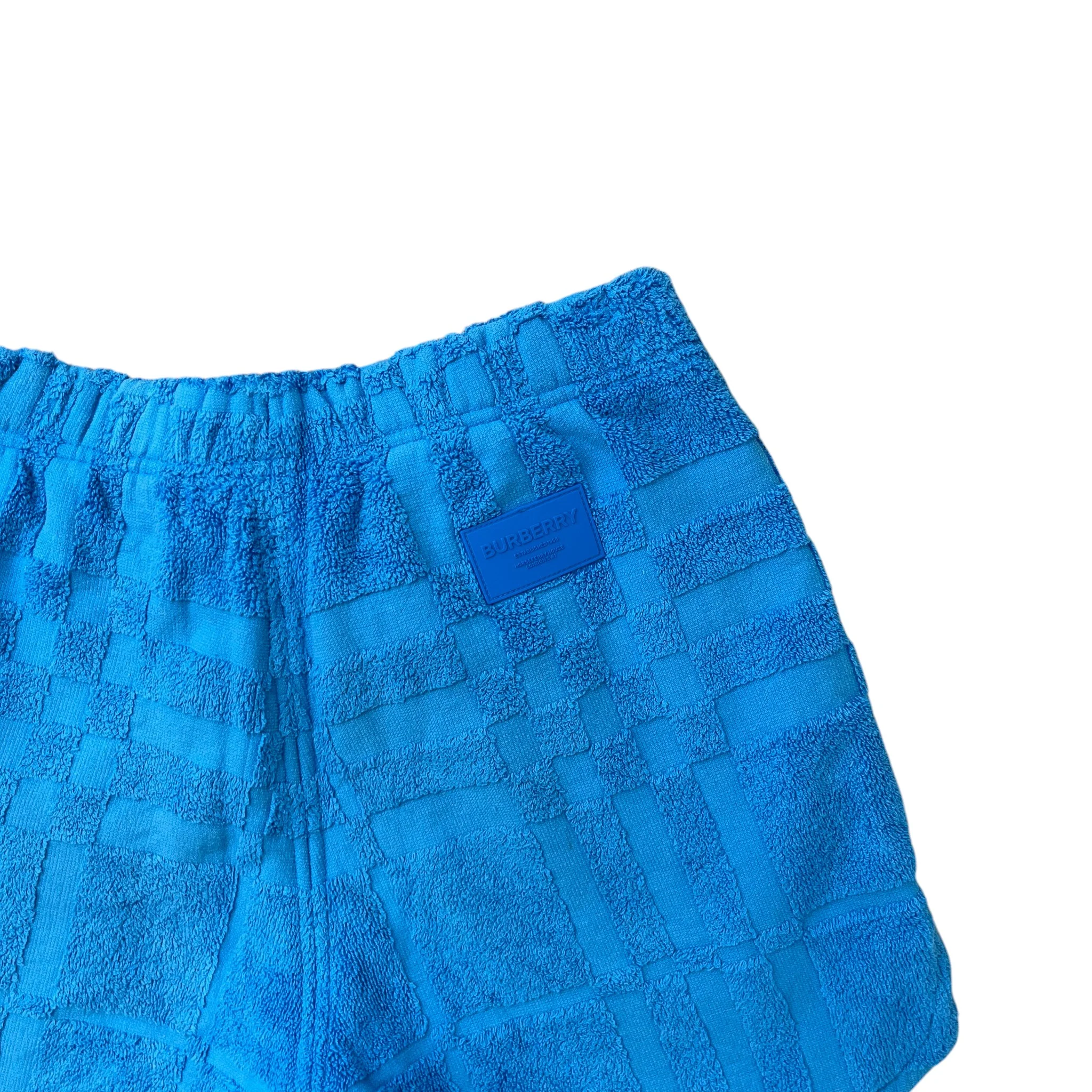 Men's Towelling Check Shorts Blue Size XS - Image 5