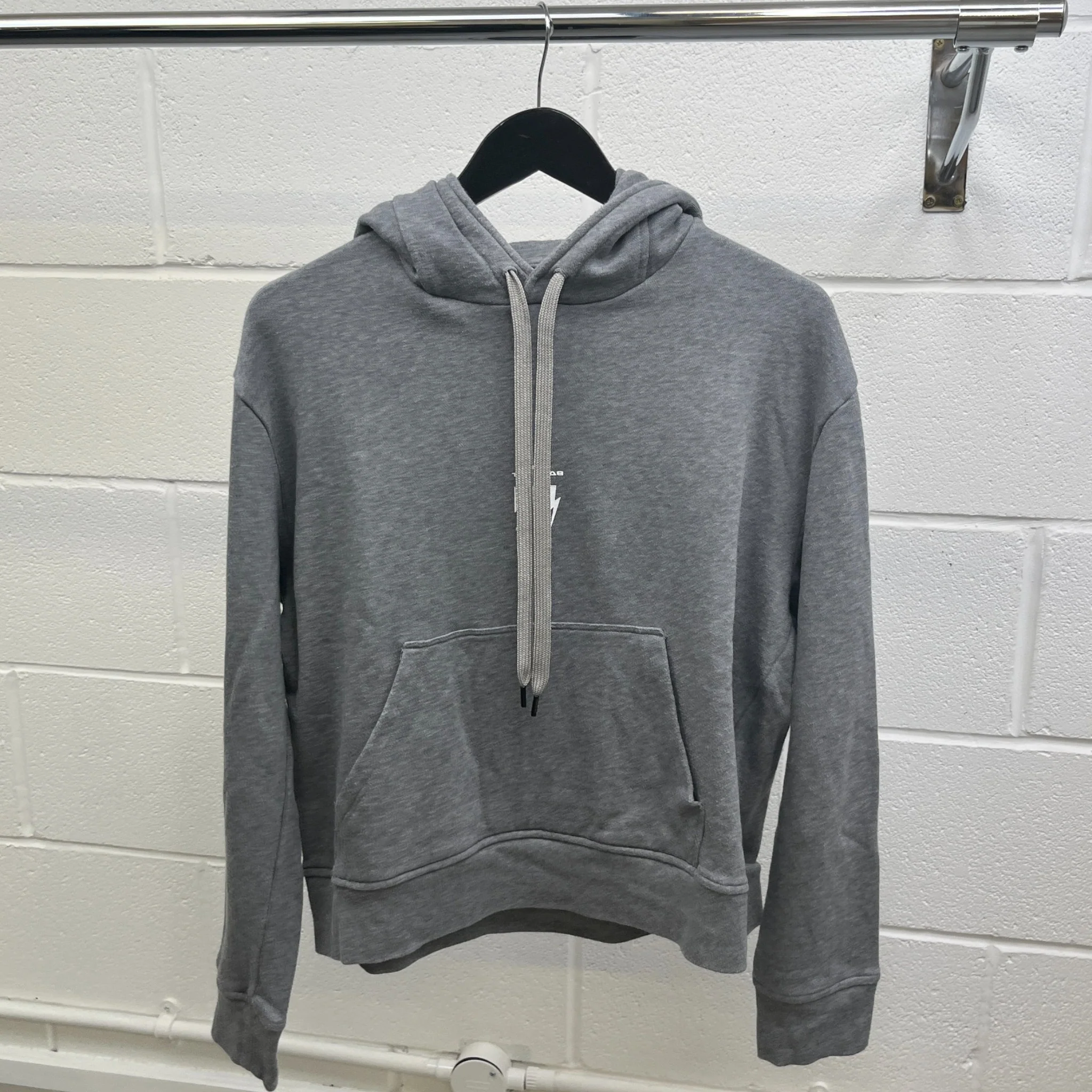 Men's Triple Lighting Bolt Logo Hoodie Grey Size M - Image 8