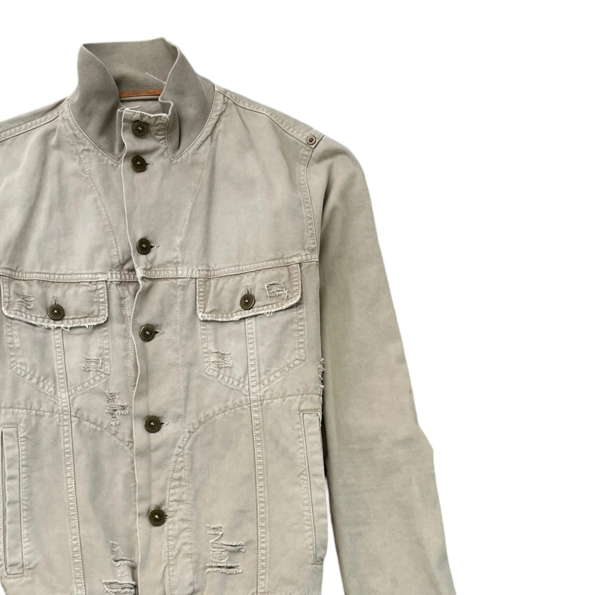 Men's Utility Logo Denim Jacket Beige Size IT 44 / XS - Image 3