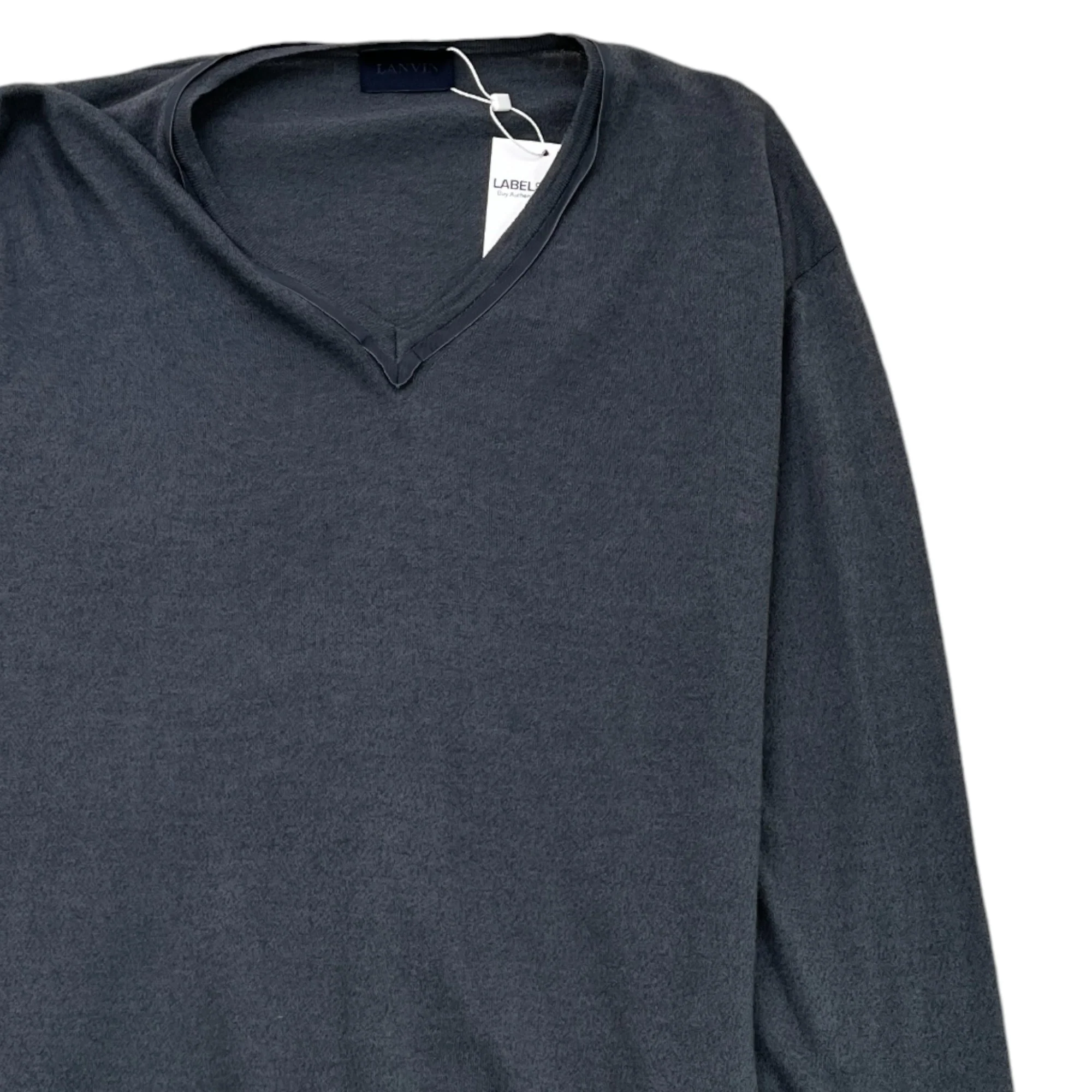 Men's V Neck Jumper Grey Size L - Image 3