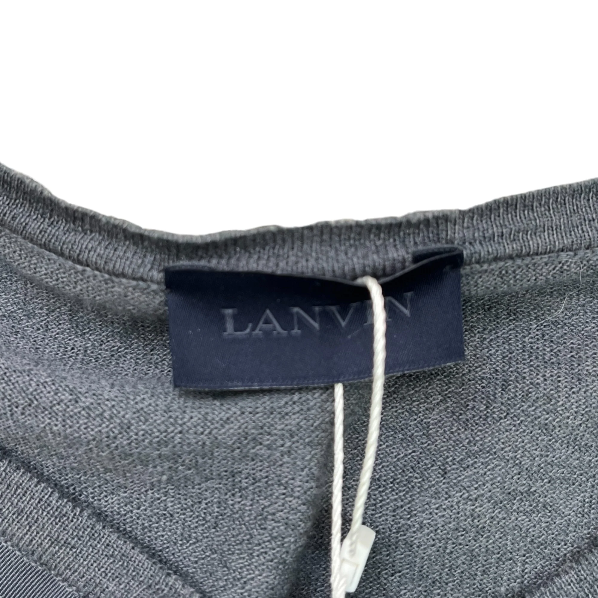 Men's V Neck Jumper Grey Size L - Image 5