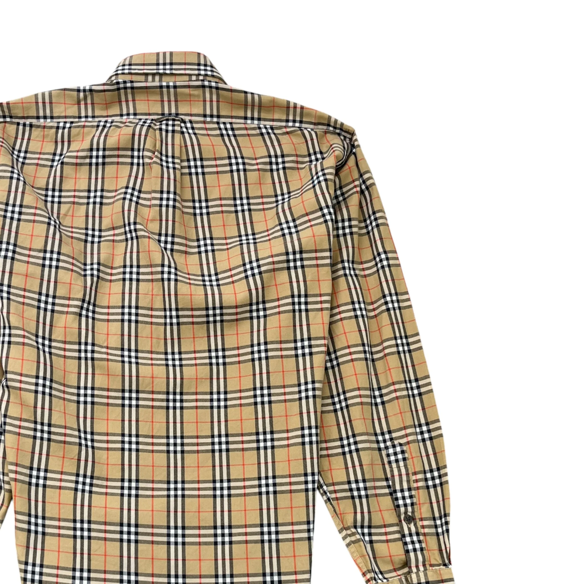Men's Vintage Nova Check Shirt Tan Size S - Image 4