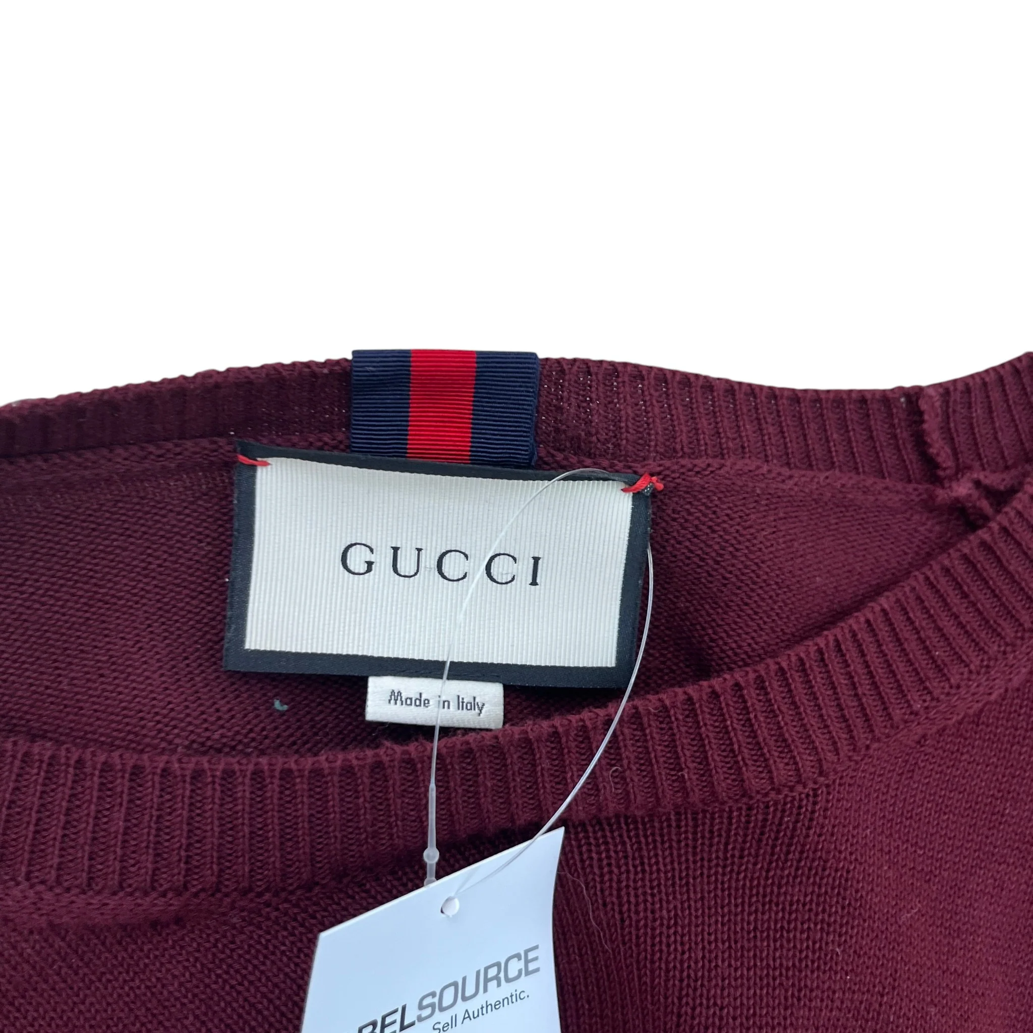Men's Web Knit Jumper Burgundy Size XXL - Image 7