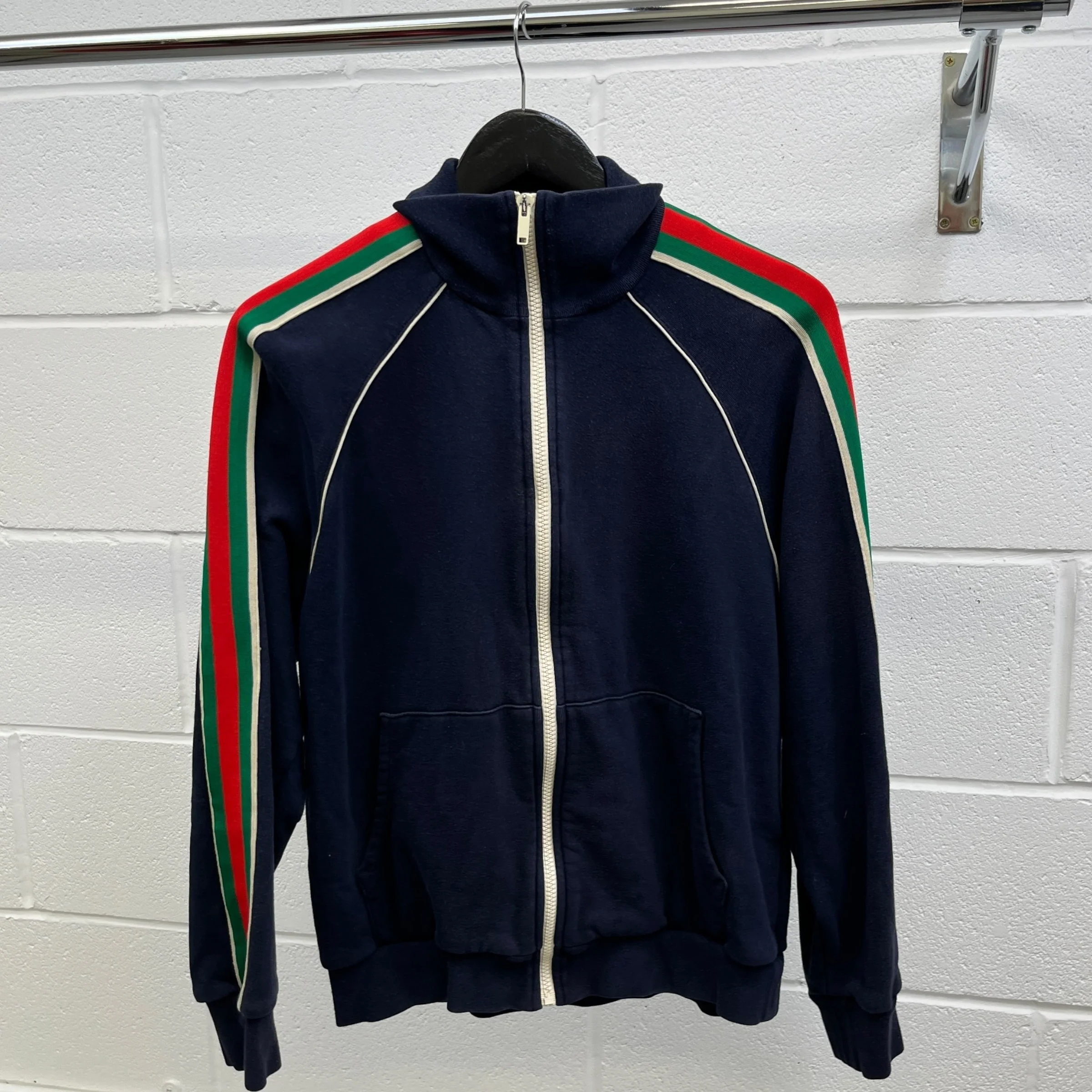 Men's Web Sleeve Track Jacket Navy Size S - Image 7
