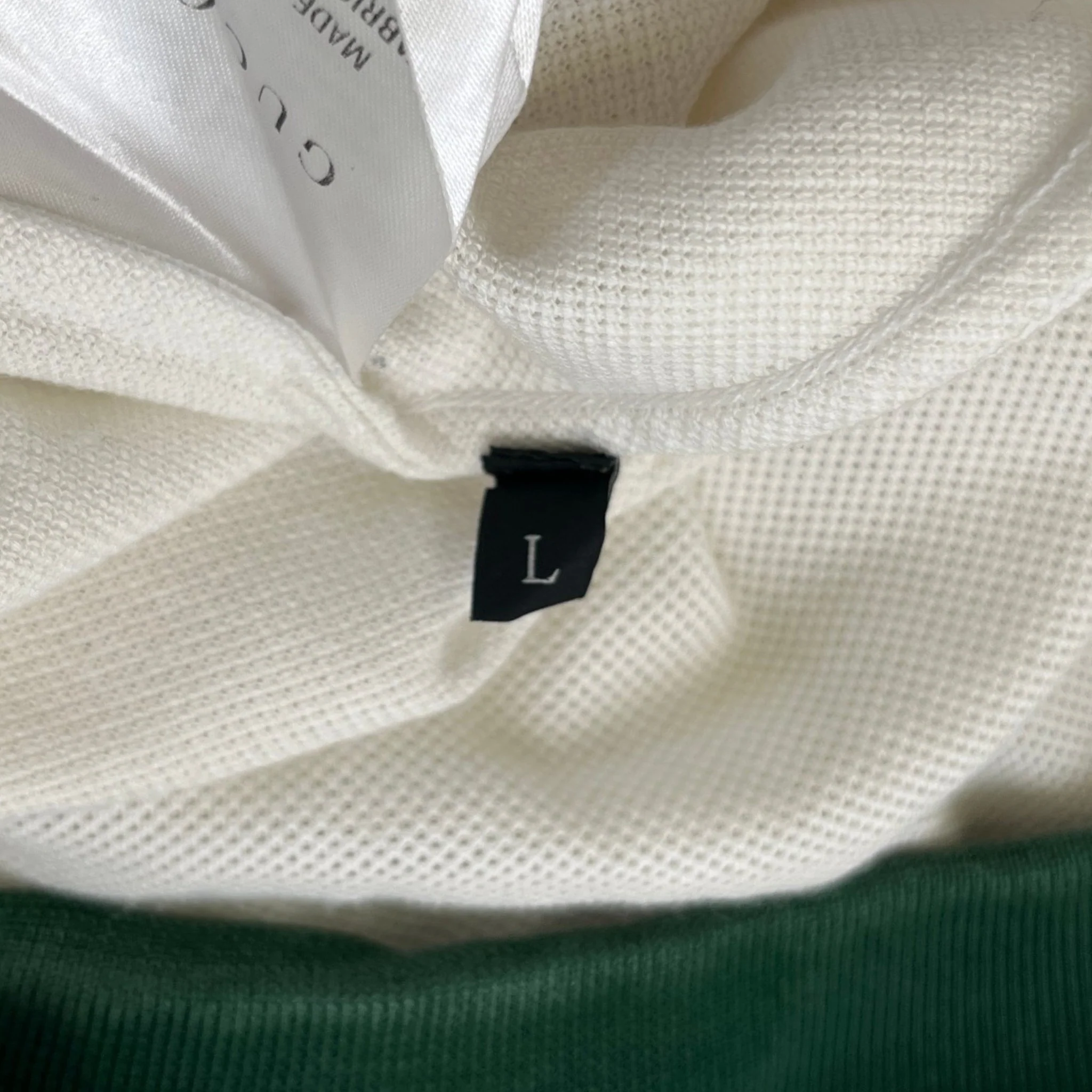 Men's Web Stripe Collar Polo Shirt White Size L - Image 8