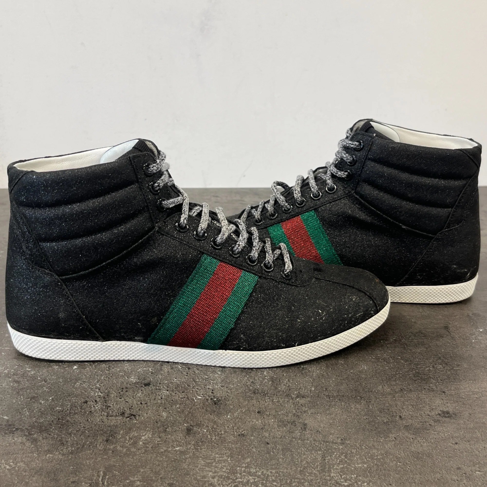 Men's Web Stripe High Trainers Black Size EU 40 / UK 6 - Image 12