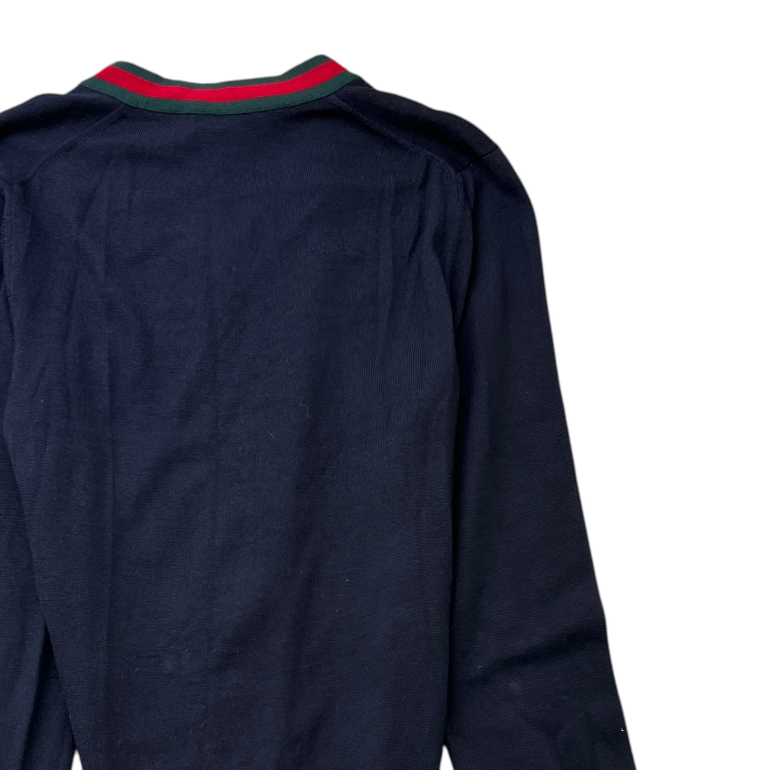 Men's Web V Neck Jumper Navy Size S - Image 4