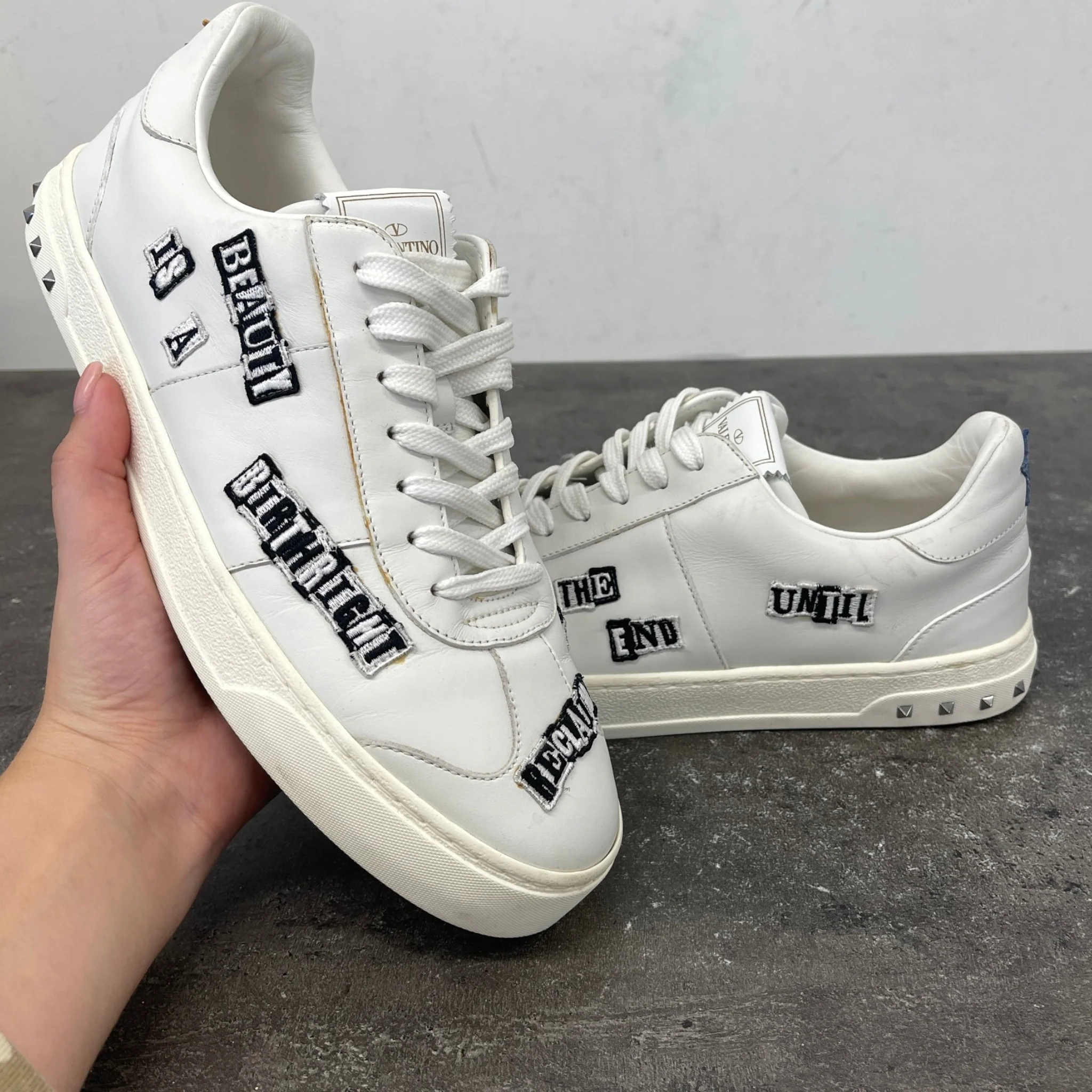 Men's X Jamie Reid Fly Crew Punk Poem Low Trainers White Size EU 41 / UK 7 - Image 12
