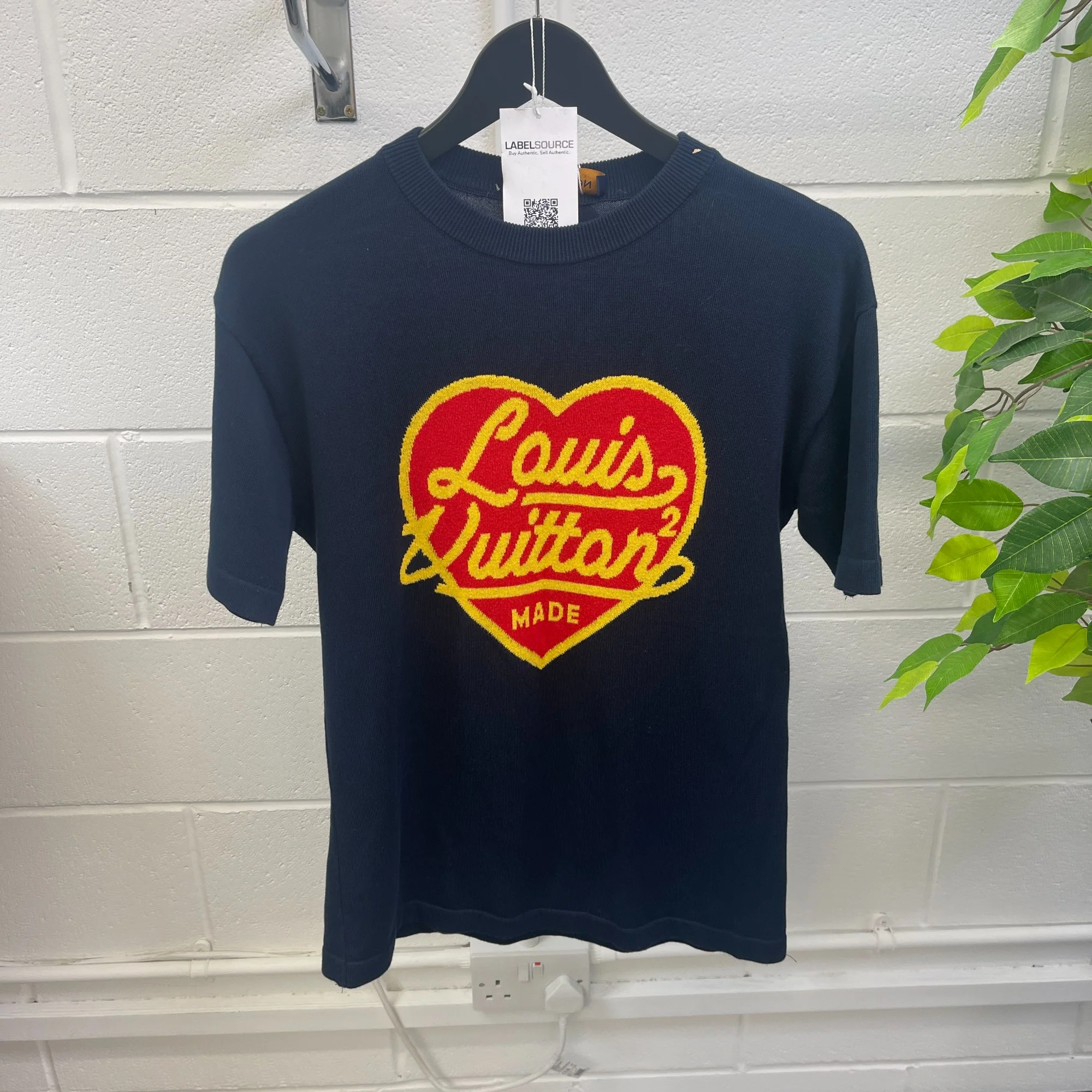 Men's X Nigo Intarsia Jacquard Heart T-Shirt Navy Size XS - Image 7