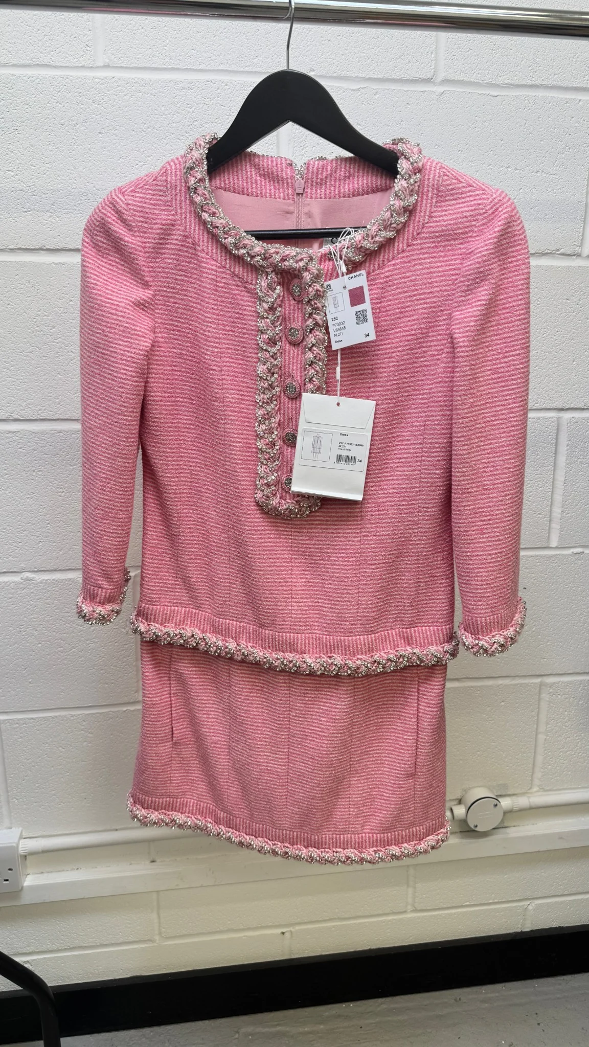 Women's 2023 Cruise Mini Tweed Dress Uk 6 Top Pink Size XS - Image 10