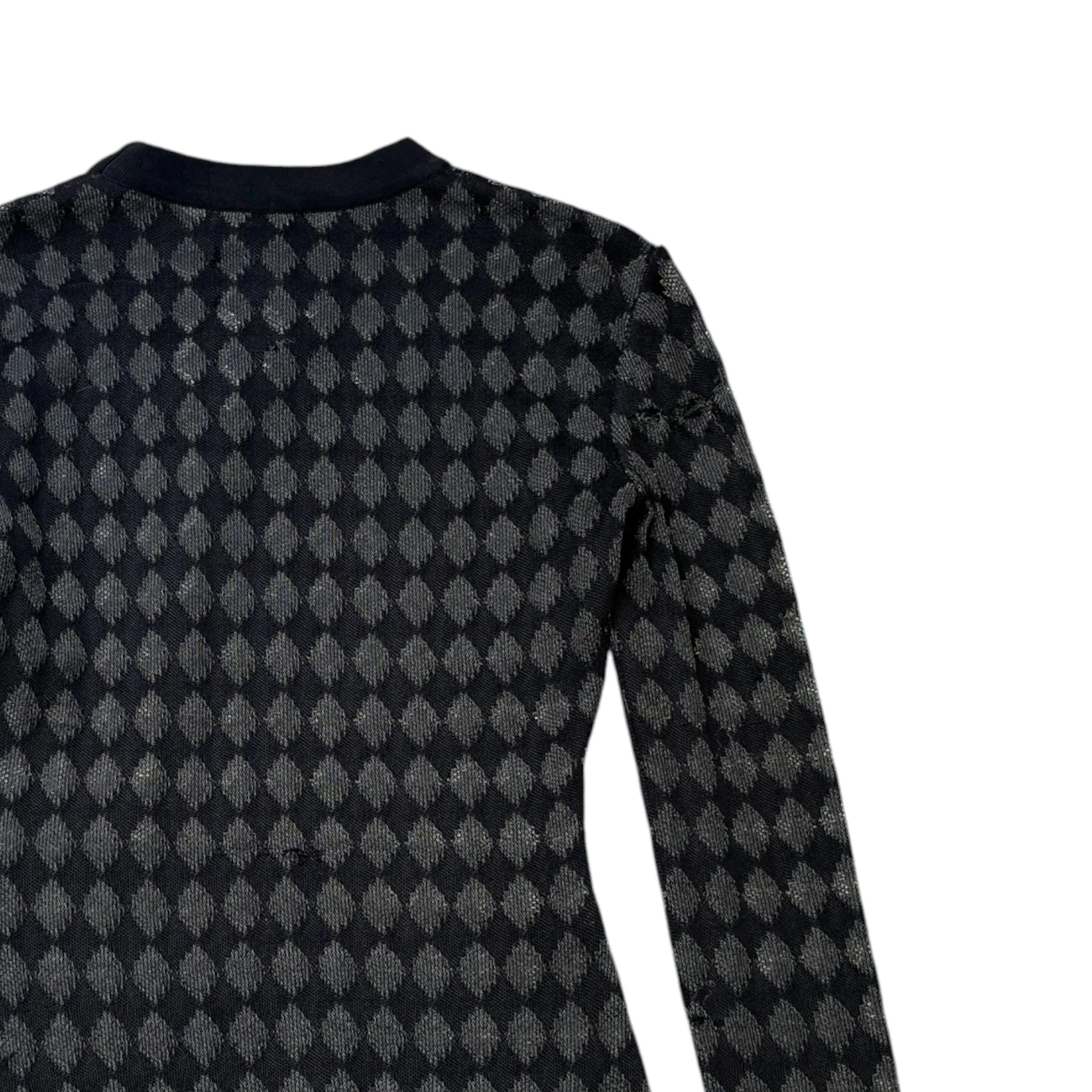 Women's Argyle Pattern Long Sleeve T-Shirt Black Size S - Image 4
