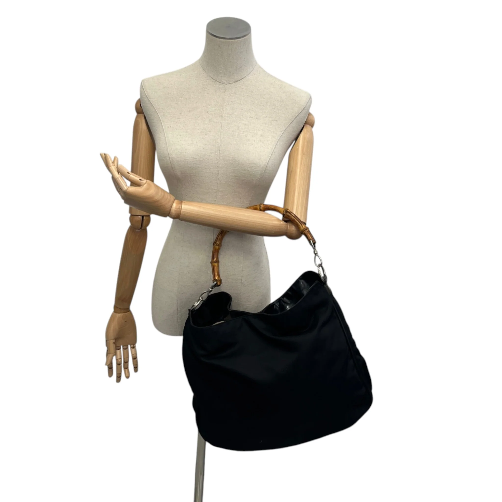 Women's Bamboo Nylon Hobo Bag Black - Image 2