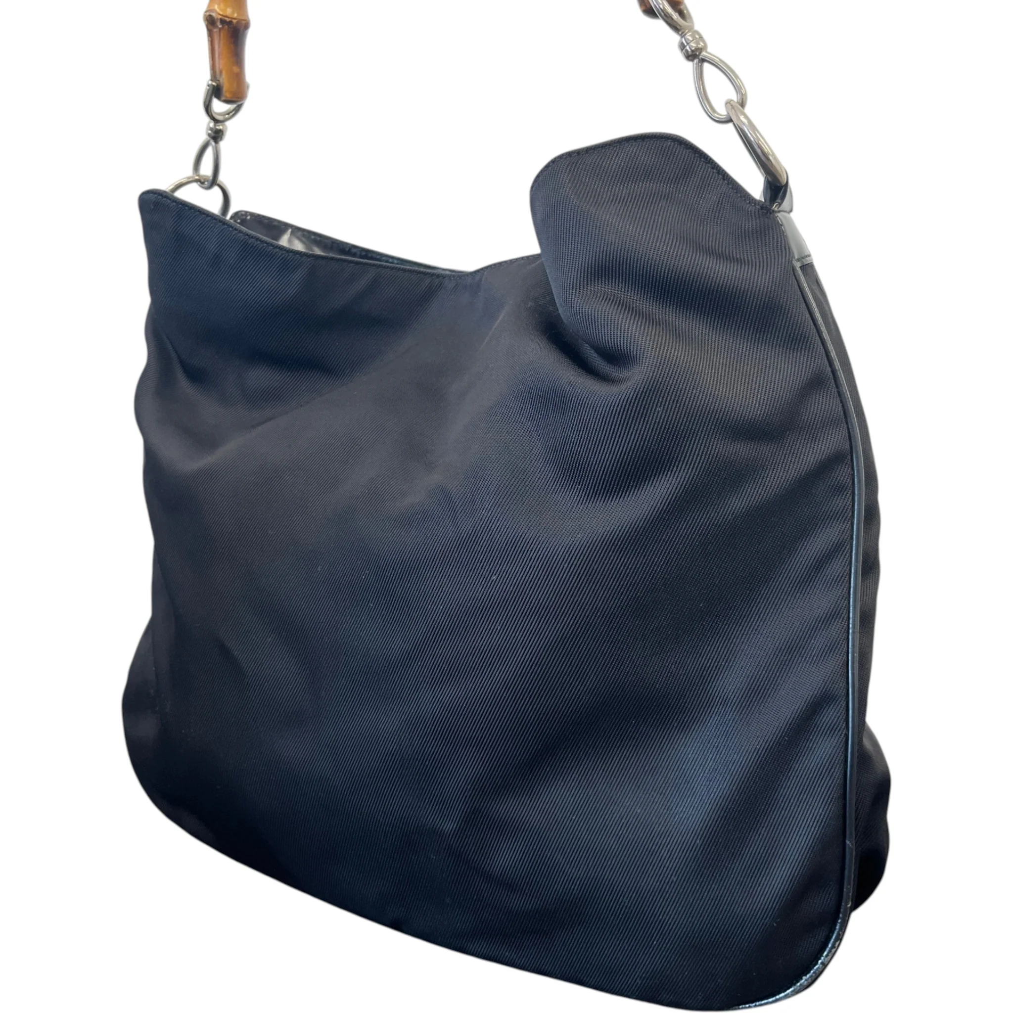 Women's Bamboo Nylon Hobo Bag Black - Image 5