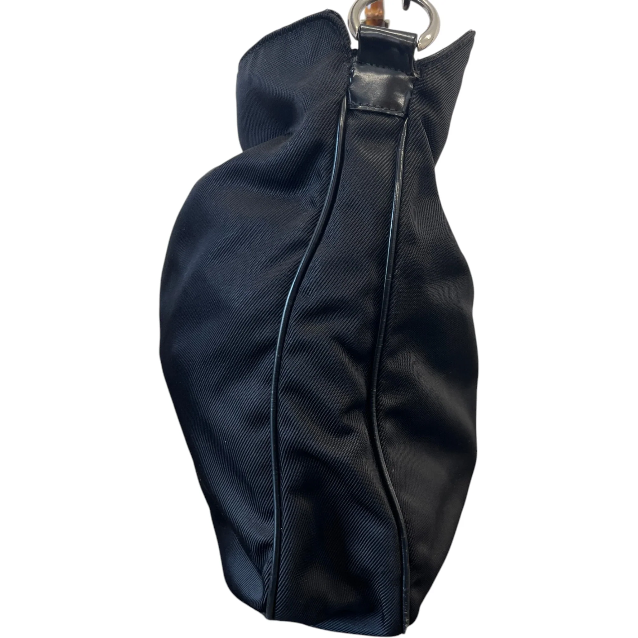 Women's Bamboo Nylon Hobo Bag Black - Image 7