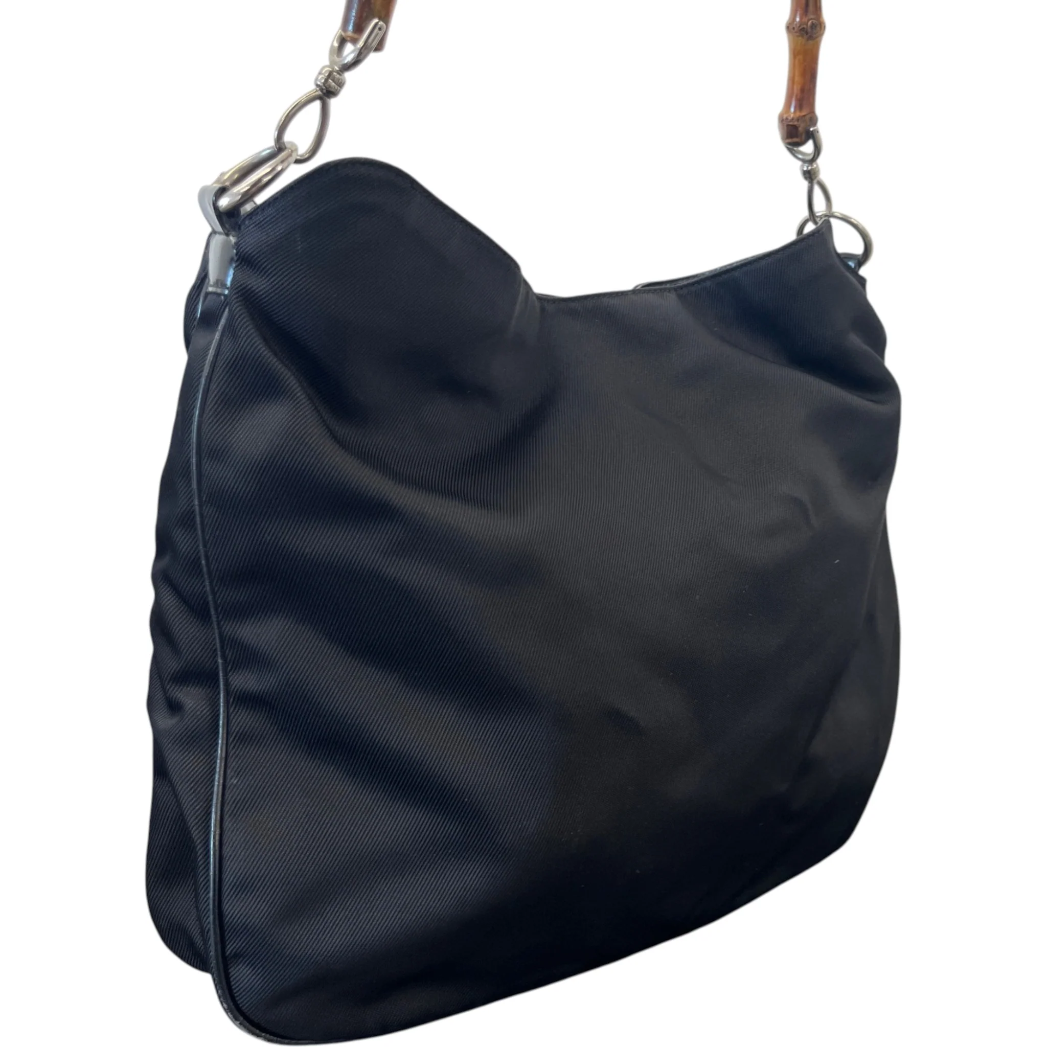 Women's Bamboo Nylon Hobo Bag Black - Image 9