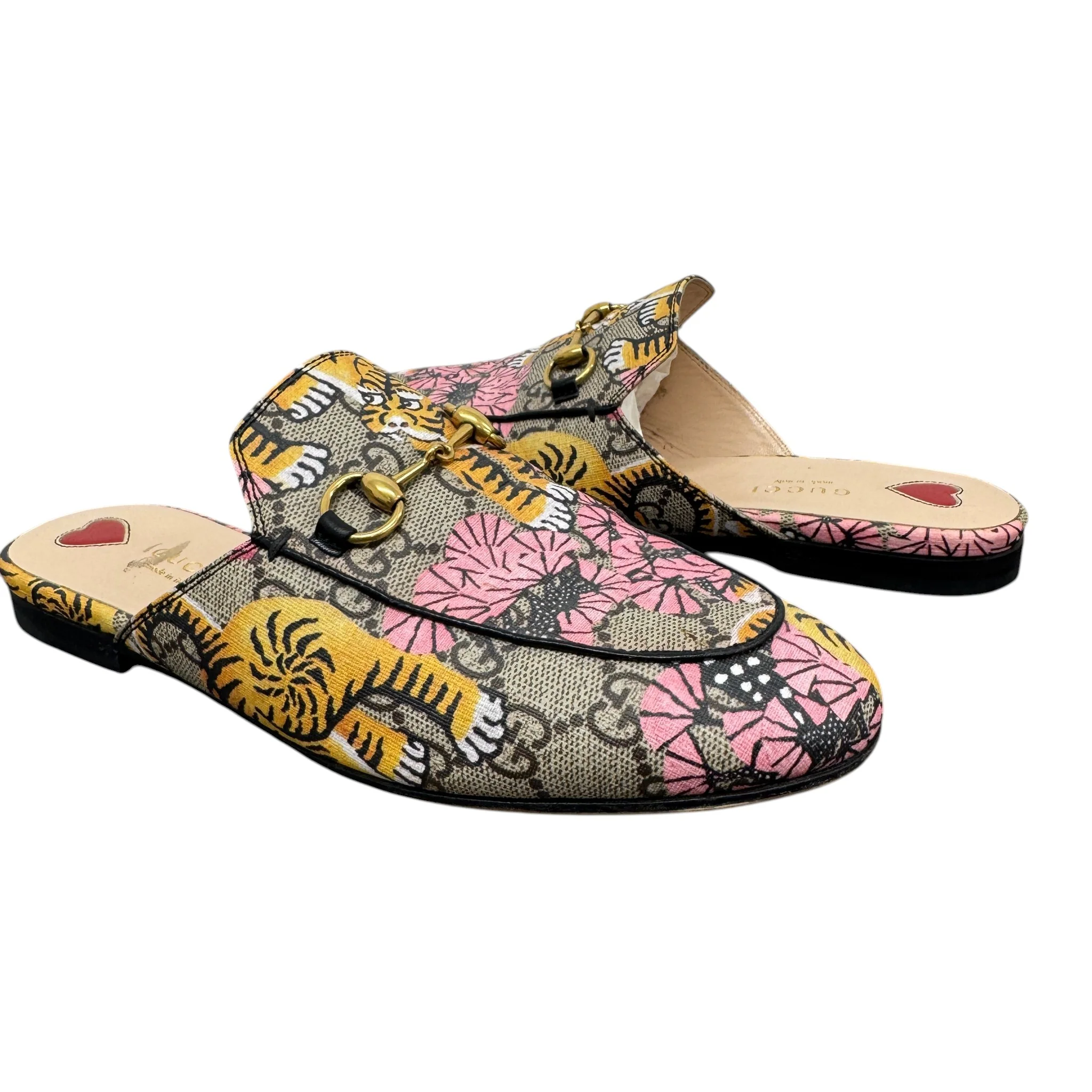 Women's Bengal Tiger Print Princetown Loafers Beige Size EU 37 / UK 4 - Image 3