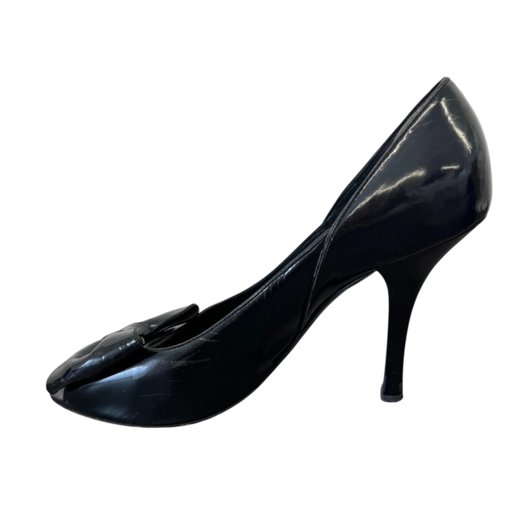 Women's Bow Motif Peep Heels Black Size EU 37 / UK 4 - Image 2