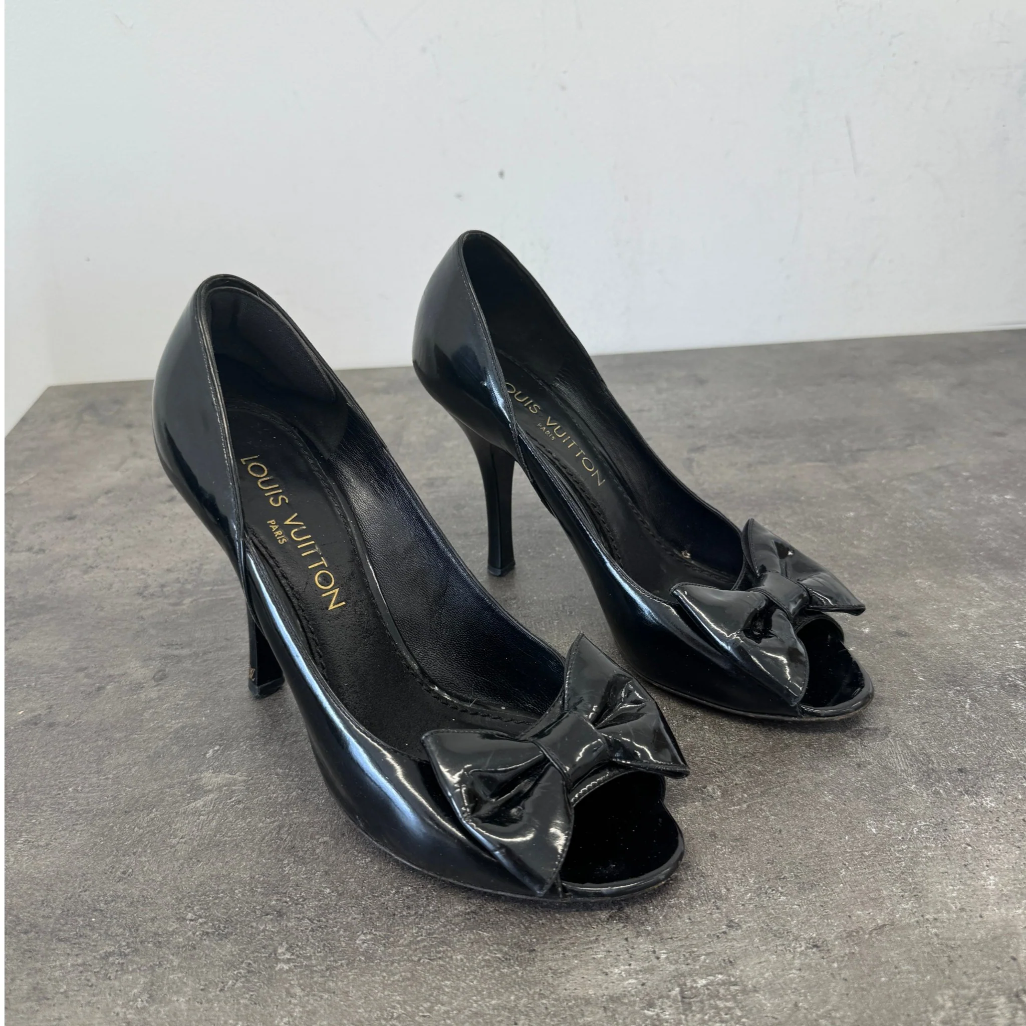 Women's Bow Motif Peep Heels Black Size EU 37 / UK 4 - Image 9