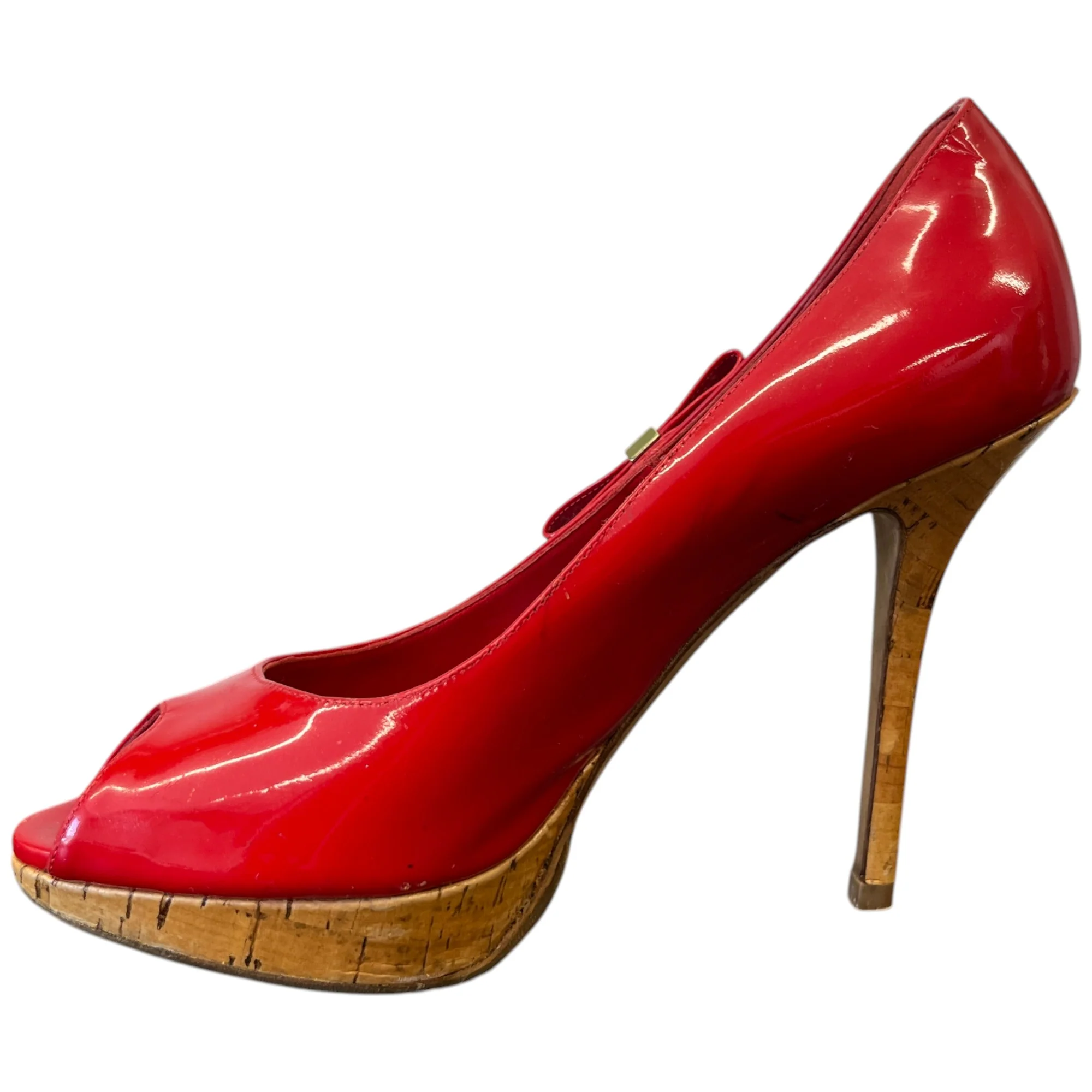 Women's Bow Peep Toe Heels Red Size EU 37 / UK 4 - Image 5