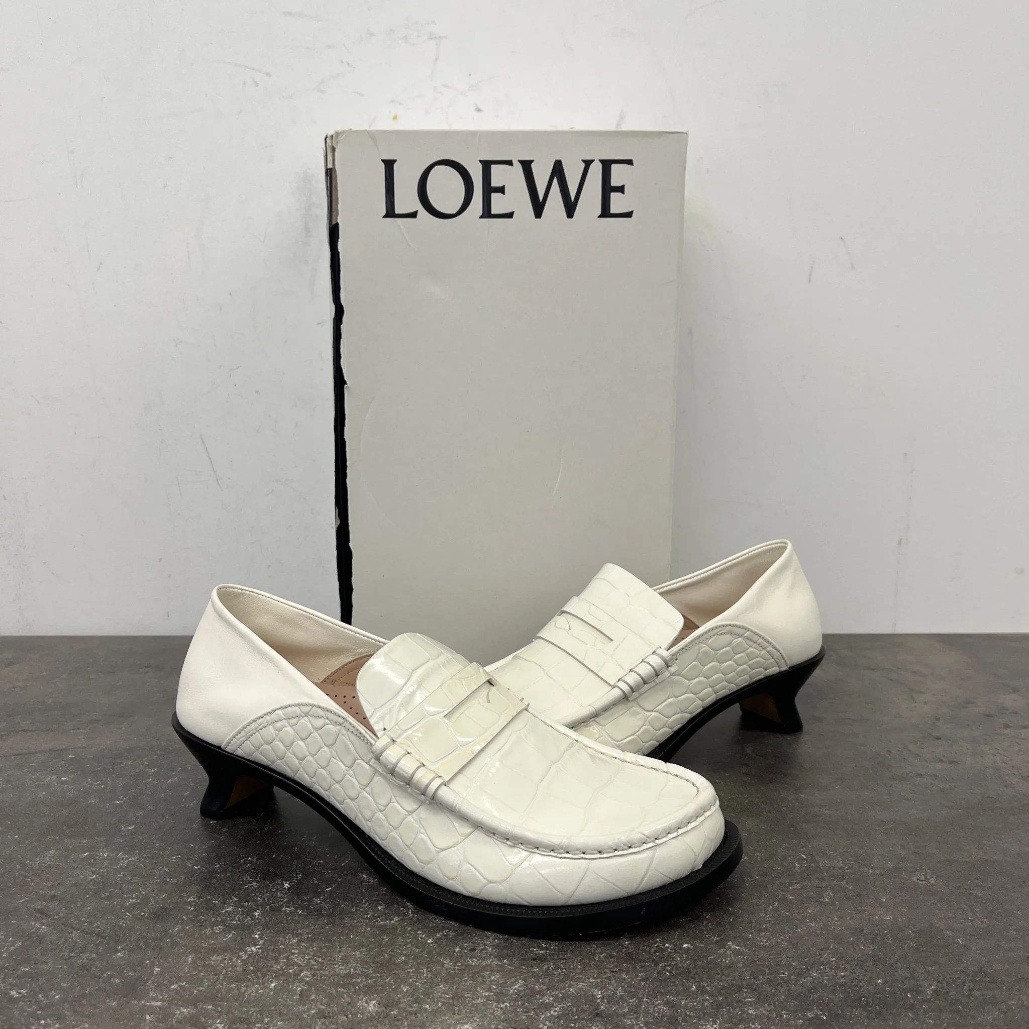 Women's Campo 45 Croc-Effect Leather Loafers White Size EU 40 / UK 7 - Image 12