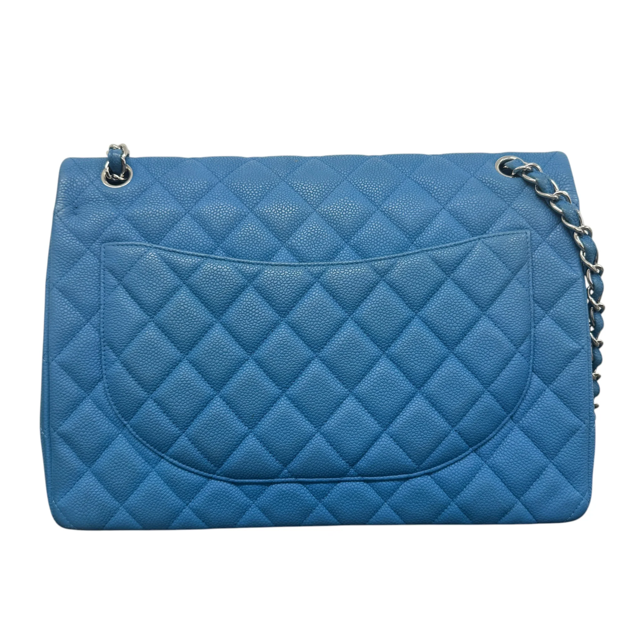 Women's Caviar Classic Flap Jumbo Handbag Blue - Image 3