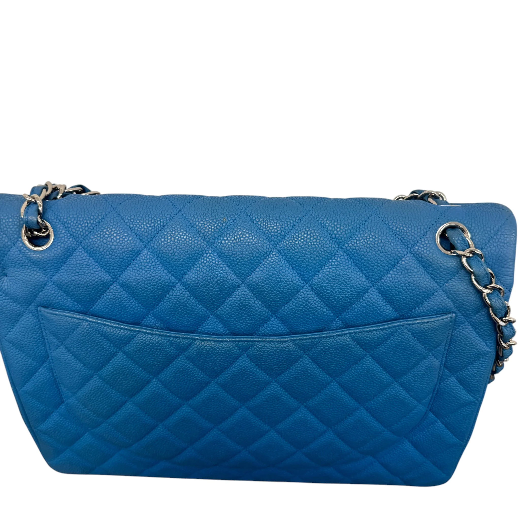 Women's Caviar Classic Flap Jumbo Handbag Blue - Image 7