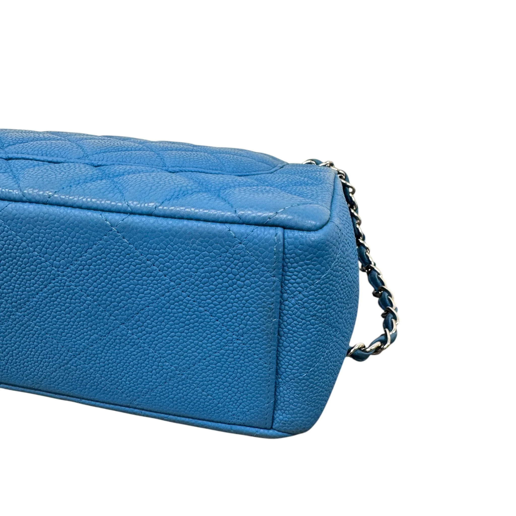 Women's Caviar Classic Flap Jumbo Handbag Blue - Image 9