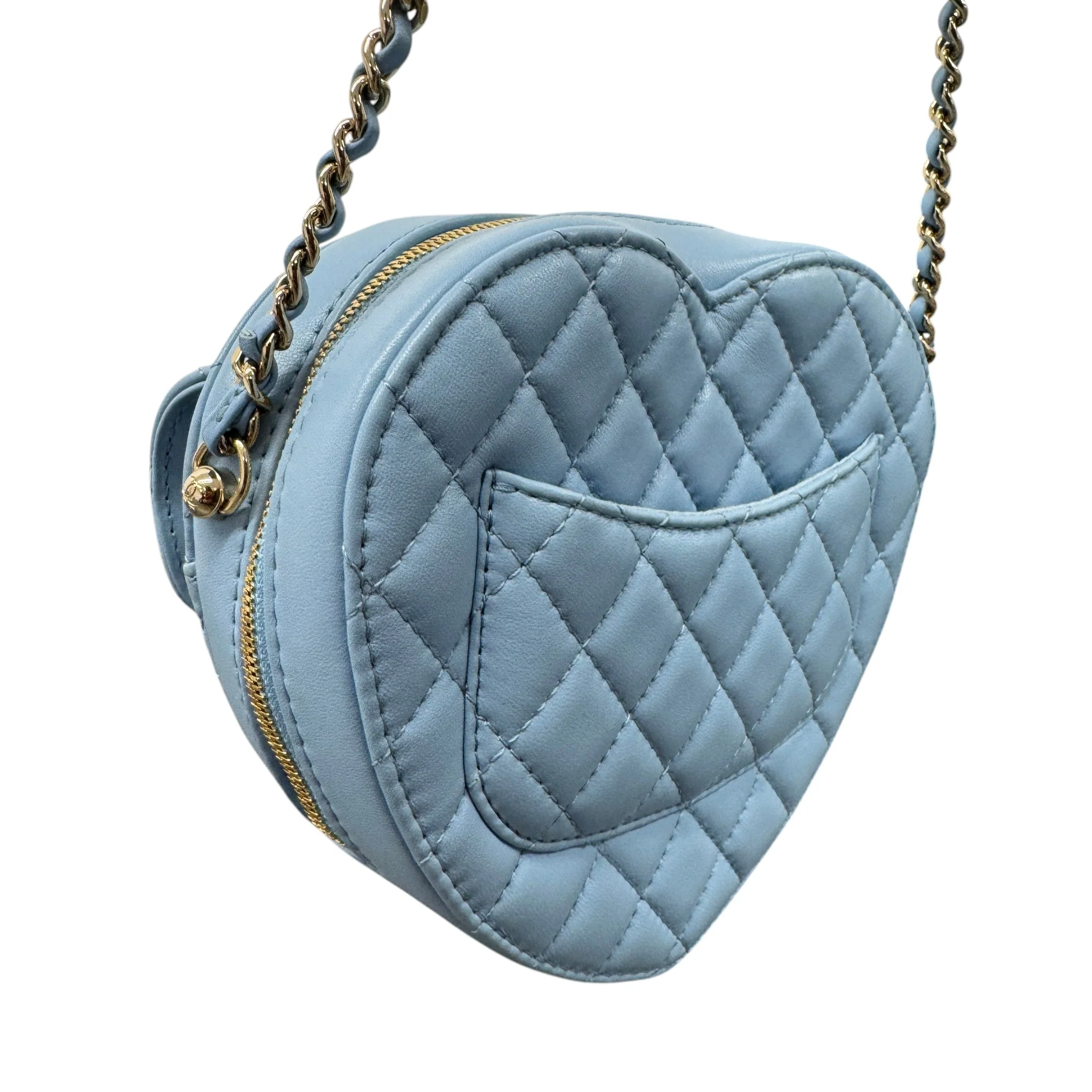 Women's Cc In Love Large Lambskin Bag Blue - Image 7