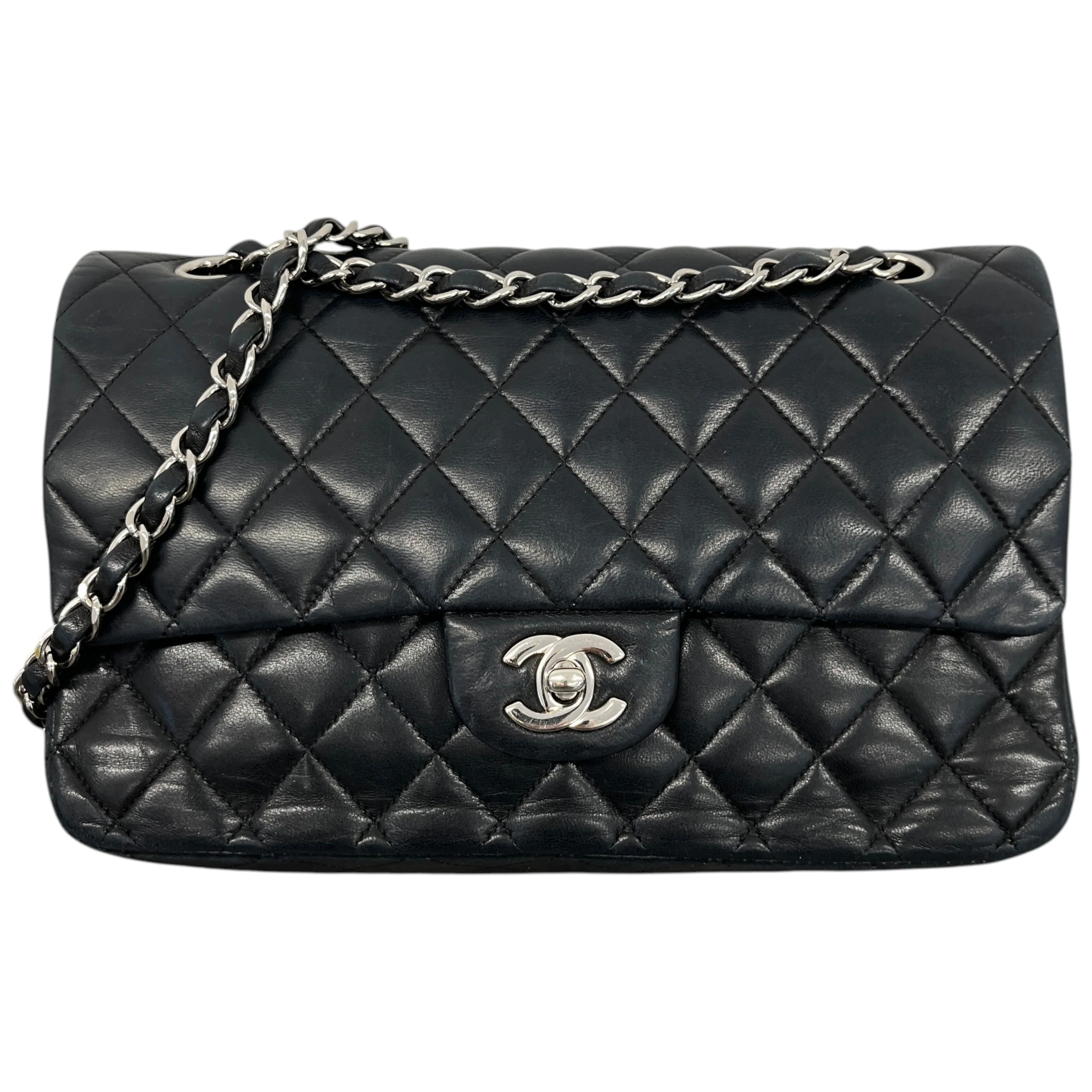 Women's Classic Double Flap Lambskin Bag Black