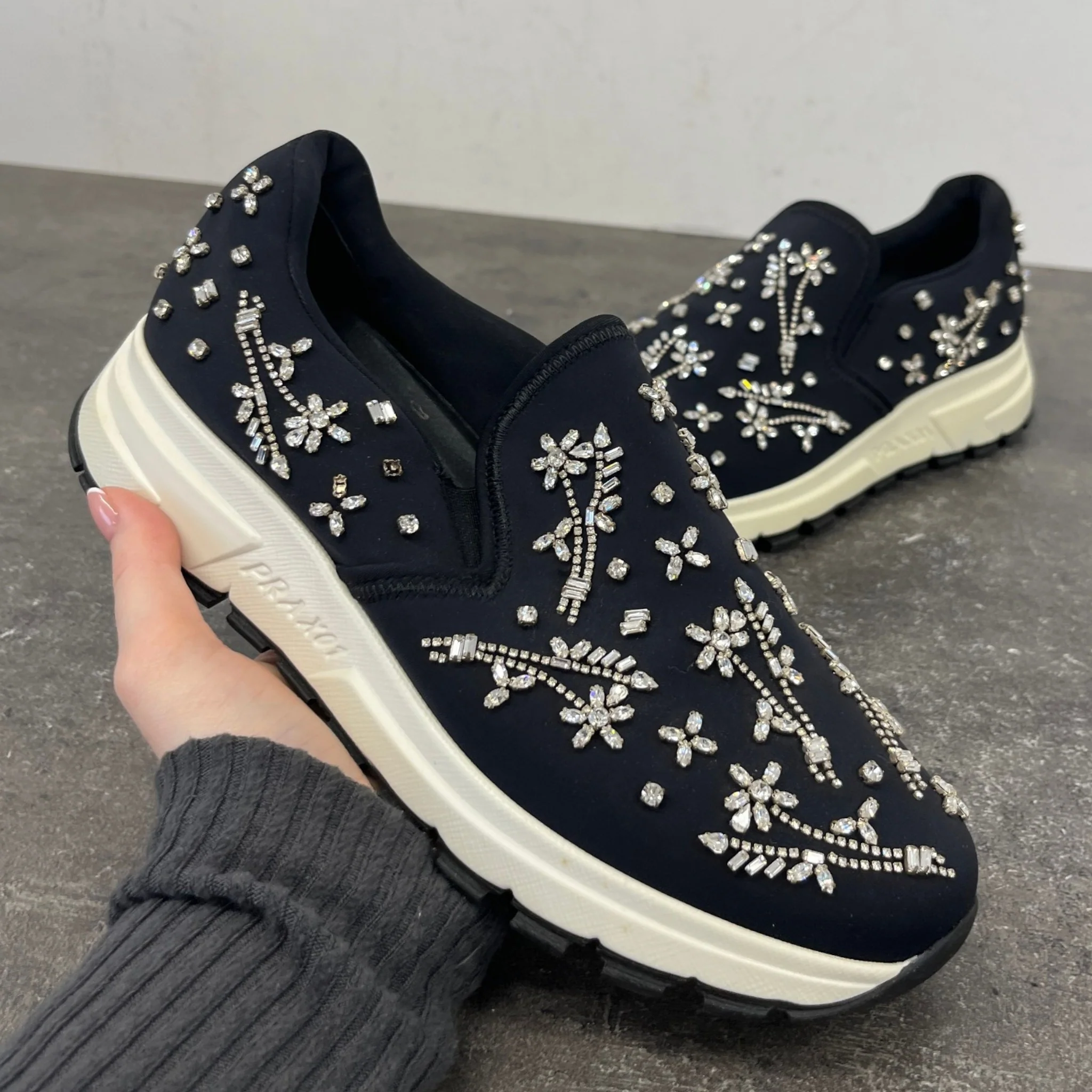Women's Crystal Prax01 Slip On Low Trainers Black Size EU 37 / UK 4 - Image 12