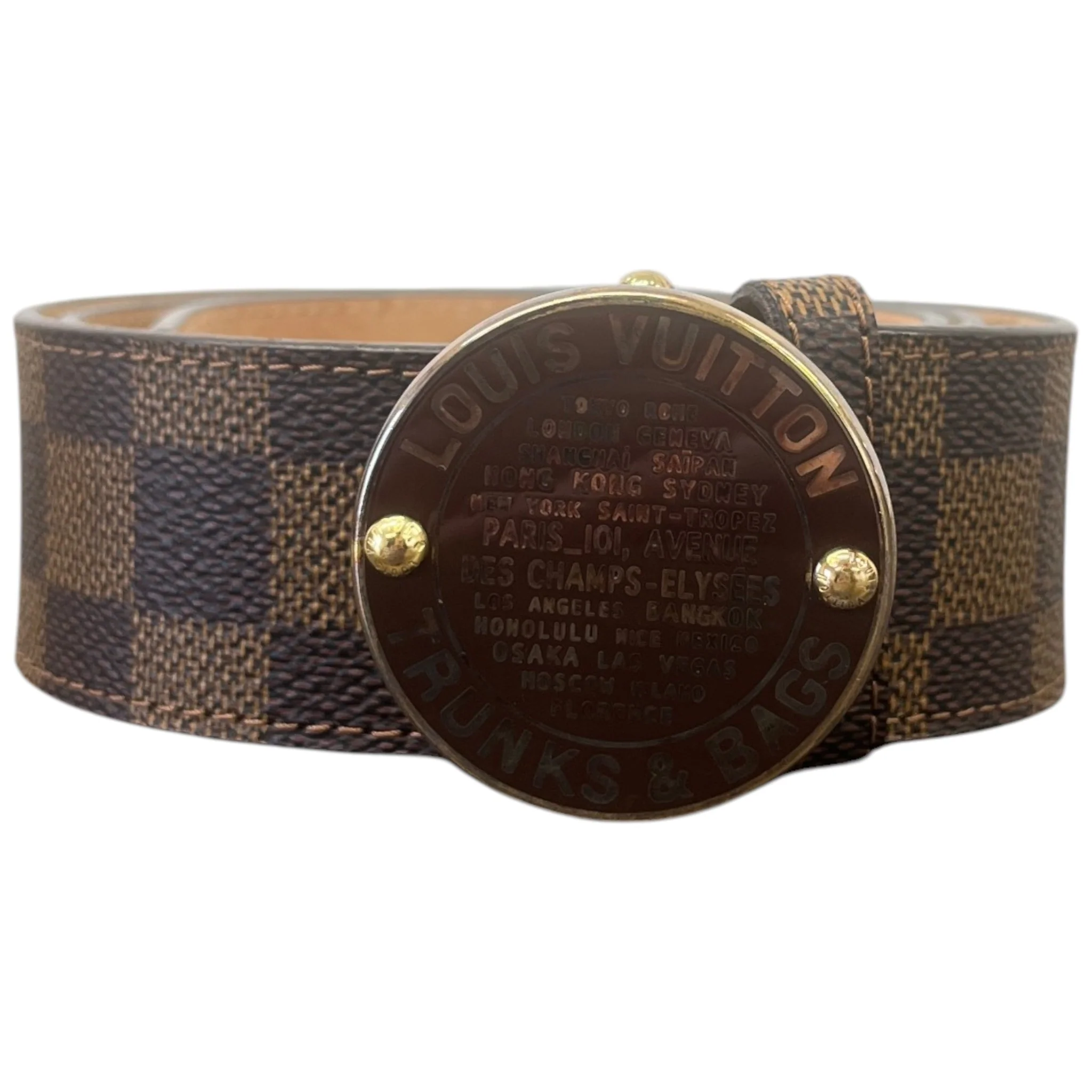 Women's Damier Ebene Trunks & Bags Belt Brown Size 80CM / UK 8