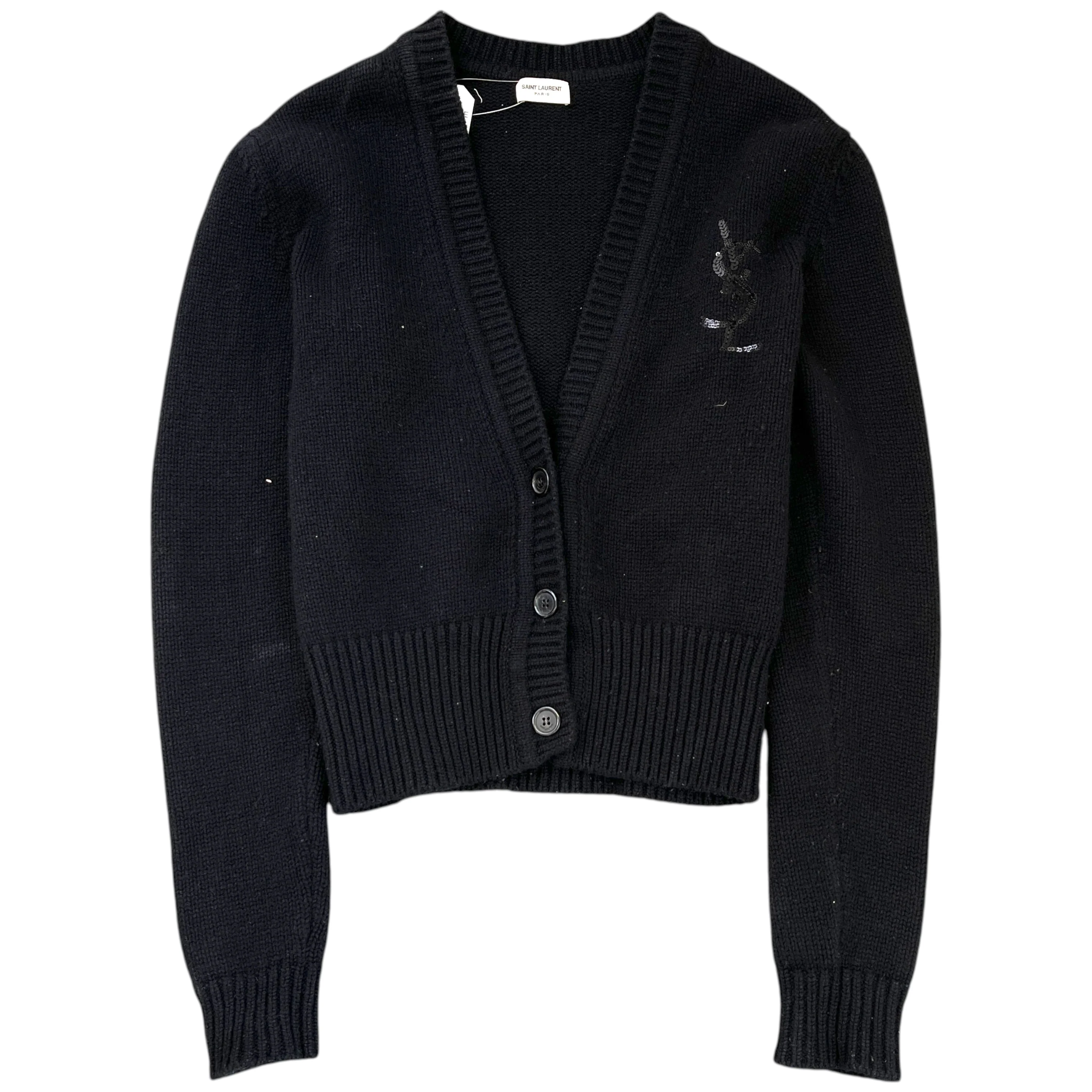 Women's Embellished Logo Cardigan Black Size XS