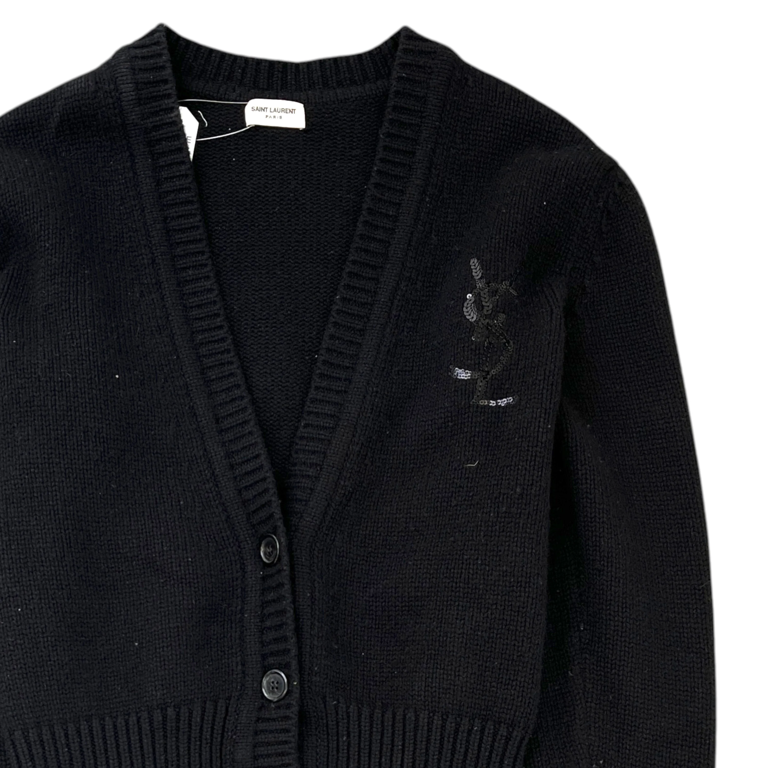 Women's Embellished Logo Cardigan Black Size XS - Image 3