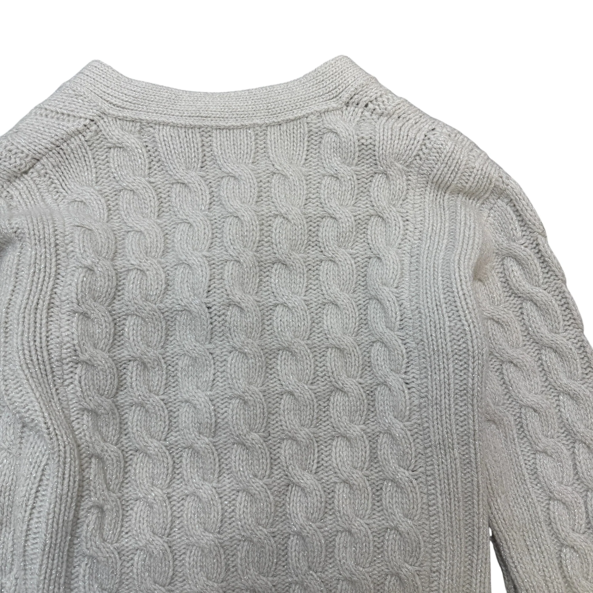 Women's Embelllished Gg Braid Knit Cardigan Cream Size M - Image 4