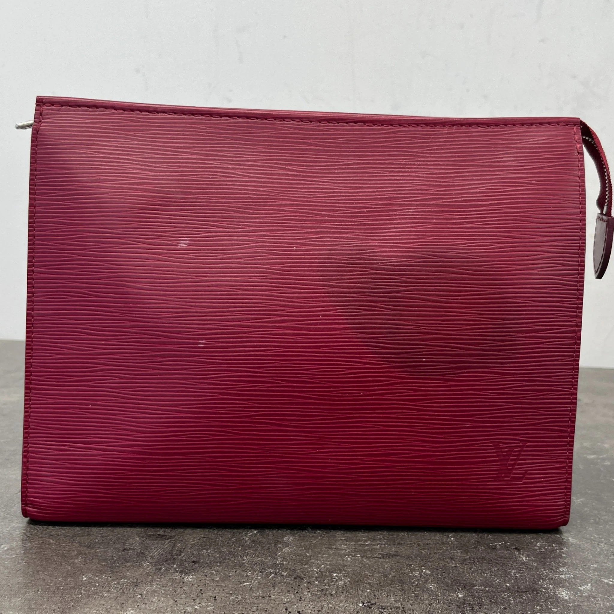 Women's Epi Leather Toiletry Bag Burgundy - Image 12