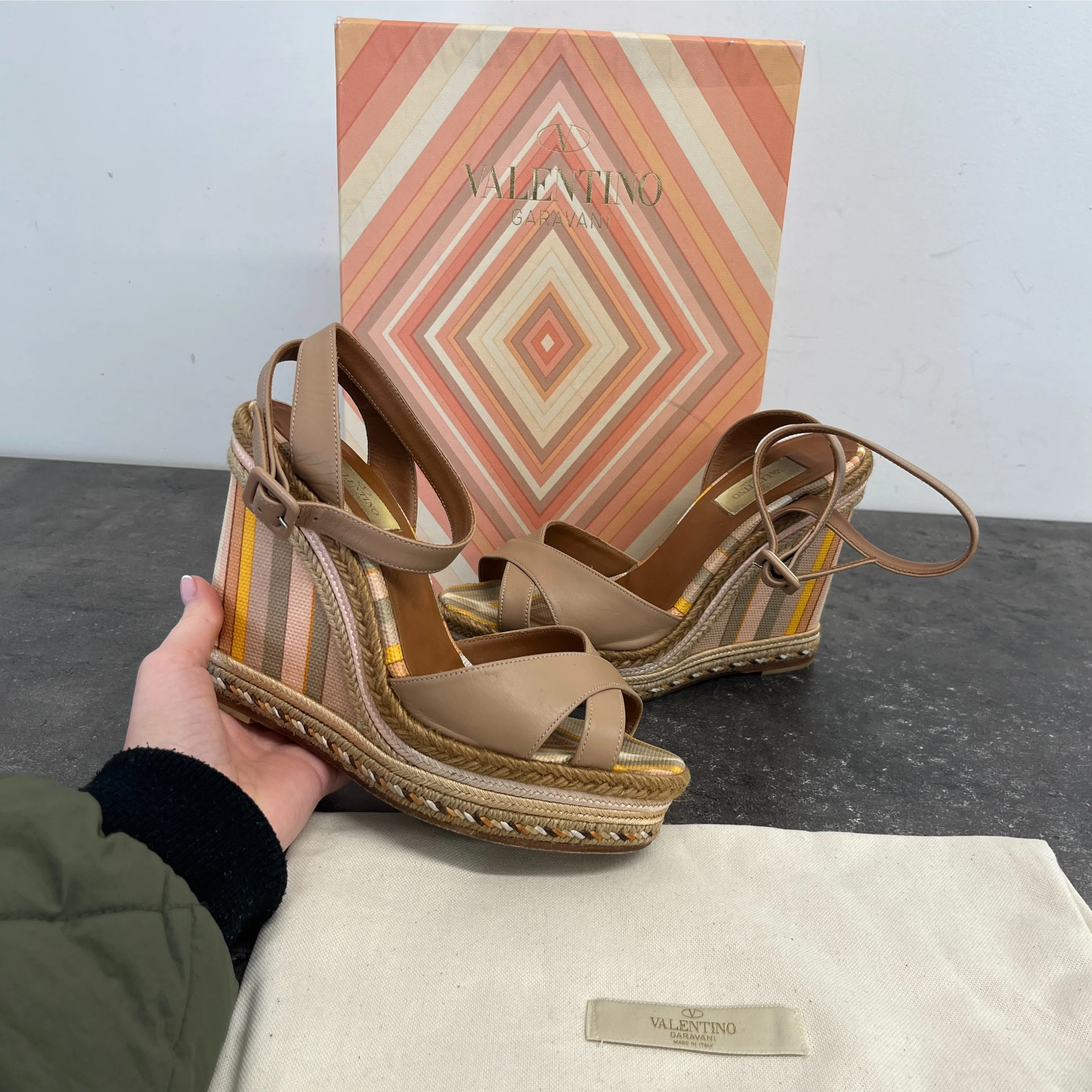 Women's Espadrilles Wedge Sandal Heels Tan Size EU 38 / UK 5 - Image 11