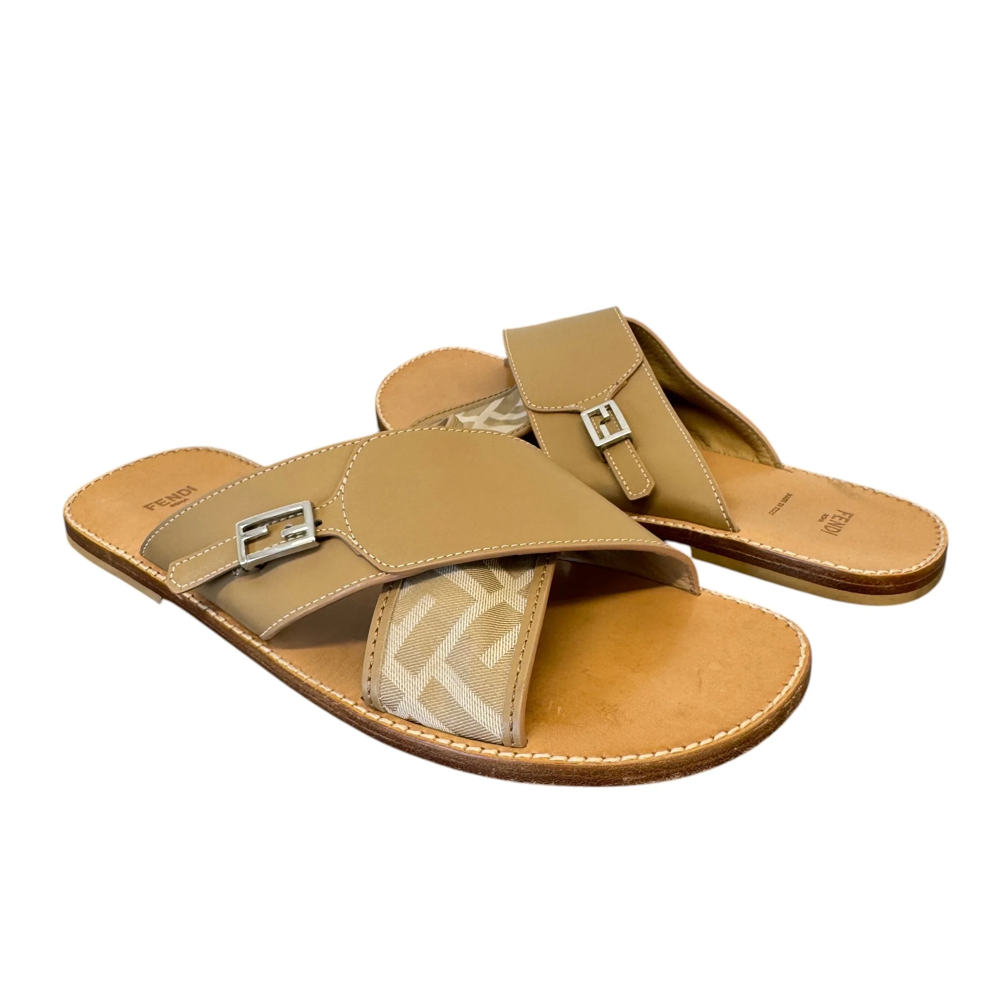 Women's Ff Jaccquard Crossover Sandals Beige Size EU 39 / UK 6 - Image 3