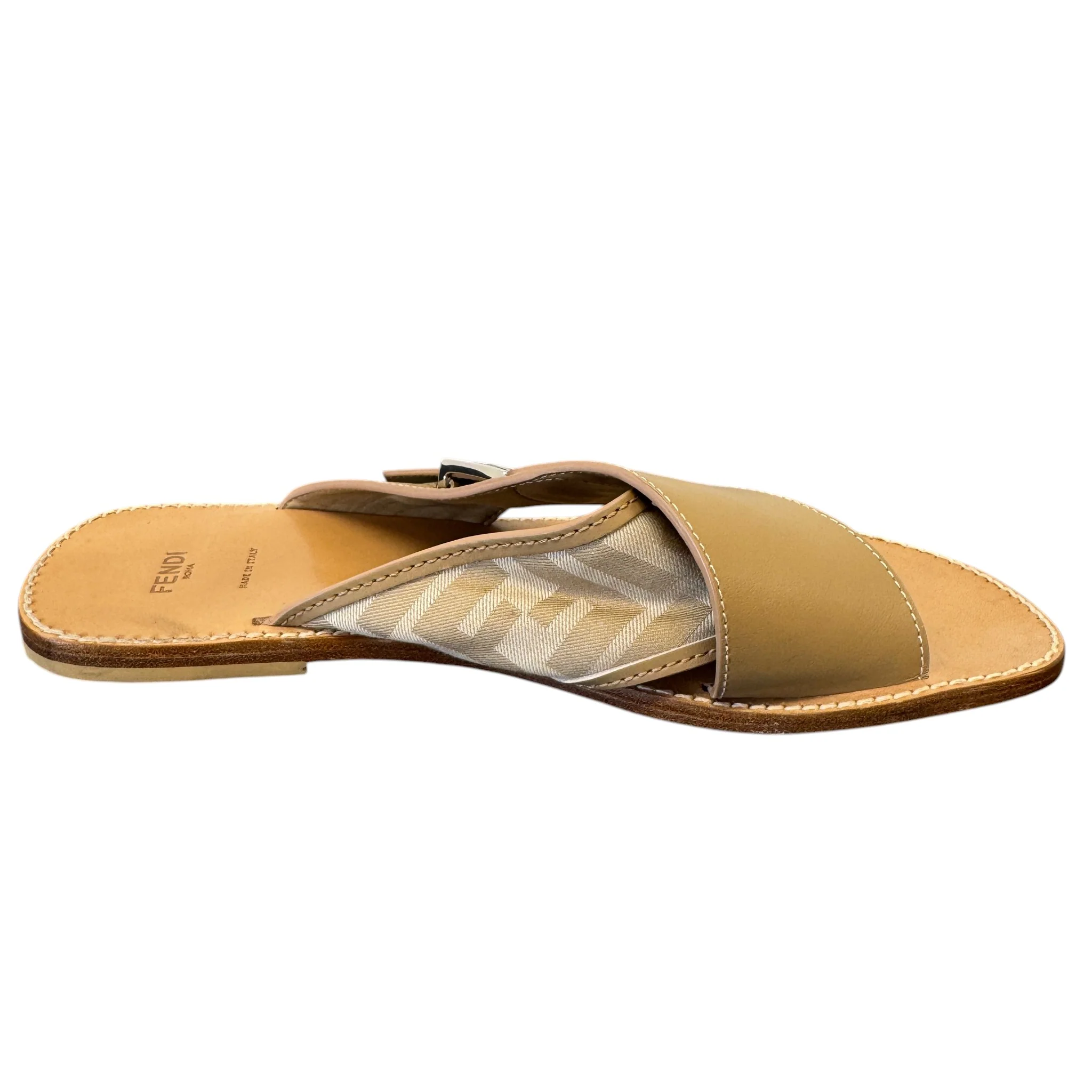 Women's Ff Jaccquard Crossover Sandals Beige Size EU 39 / UK 6 - Image 5